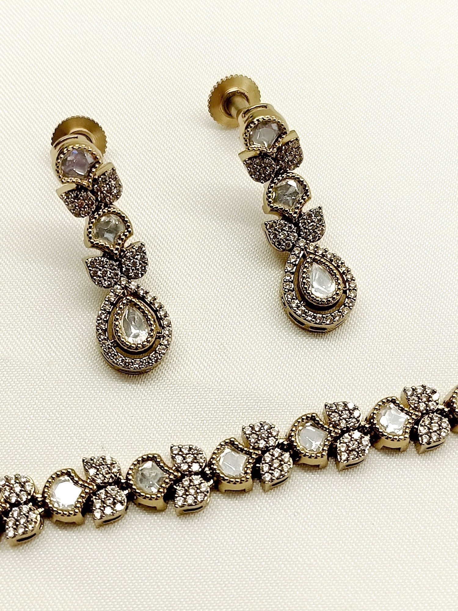 Elegant and timeless Ishmeen White Polki Necklace Set to elevate any outfit
