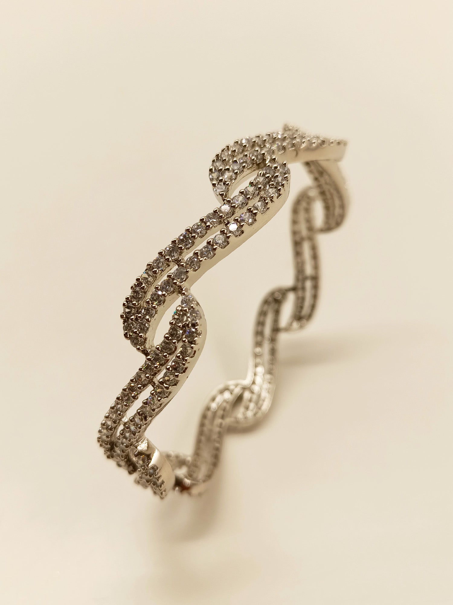 Pranati Spiral American Diamond Bangle - qivii