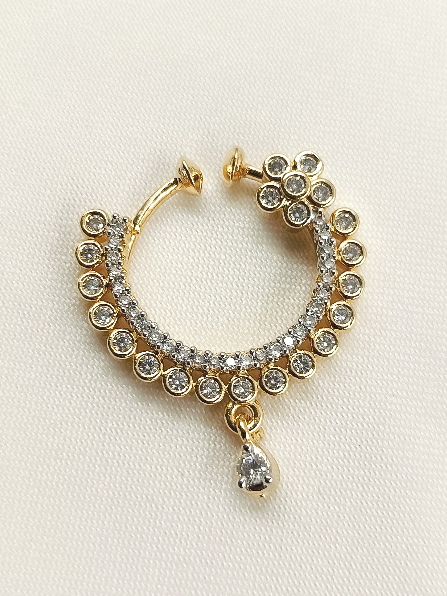 Eshita White American Diamond Nath