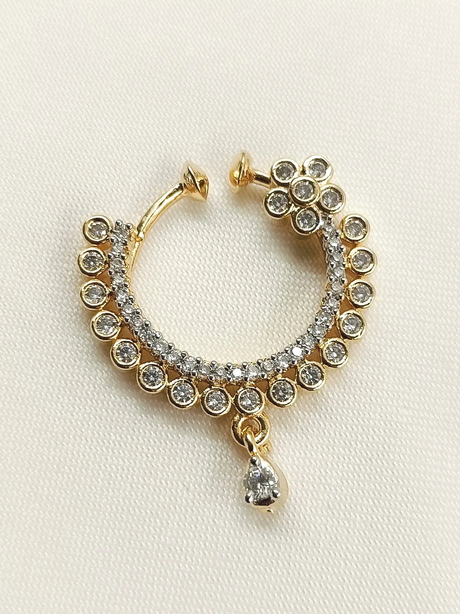 Eshita White American Diamond Nath