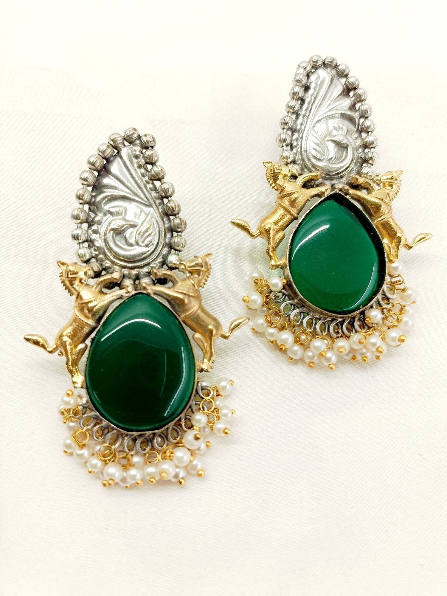 Namrati Green Oxidized Earrings - qivii