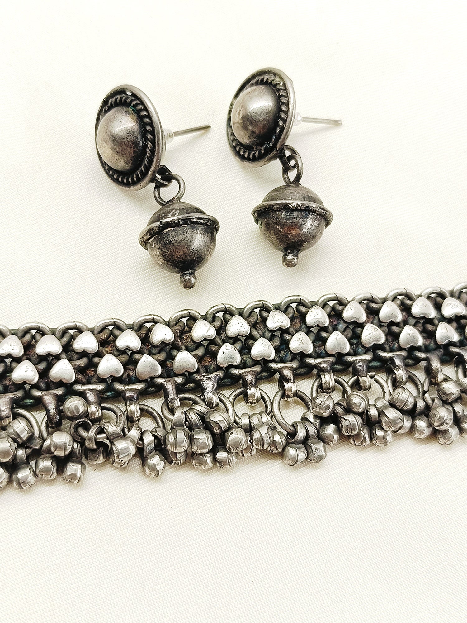 Venu Plain Oxidized Necklace Set