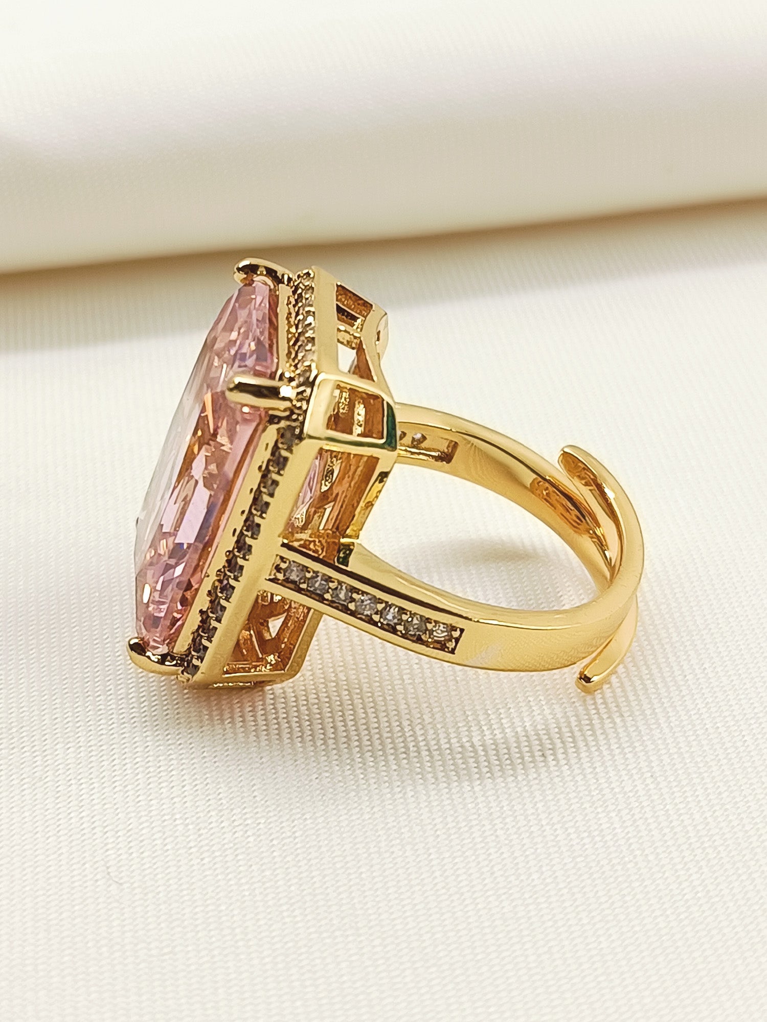 Meher Baby Pink American Diamond Finger Ring