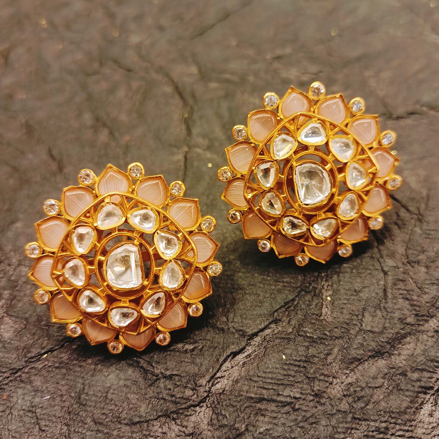 Mithila Baby Pink Gold Plated Kundan Tops