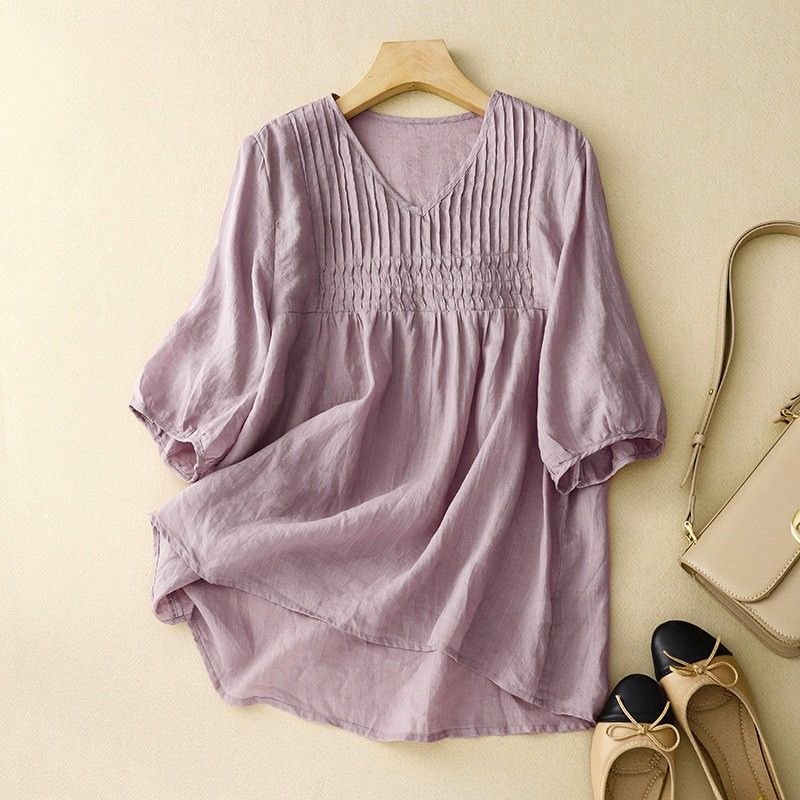 Valencia Cotton-Linen Blouse - By Qivii