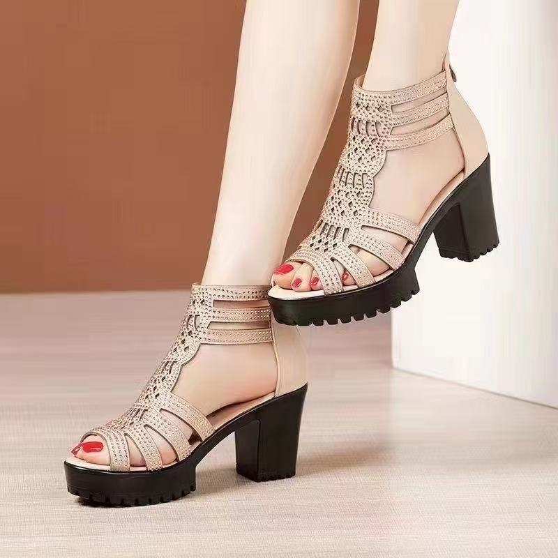 Women’s Alviera Peep-Toe Platform Block Heel Sandals – Soft Sole Roman Style Versatile Chic Sandals (US 4–9)
