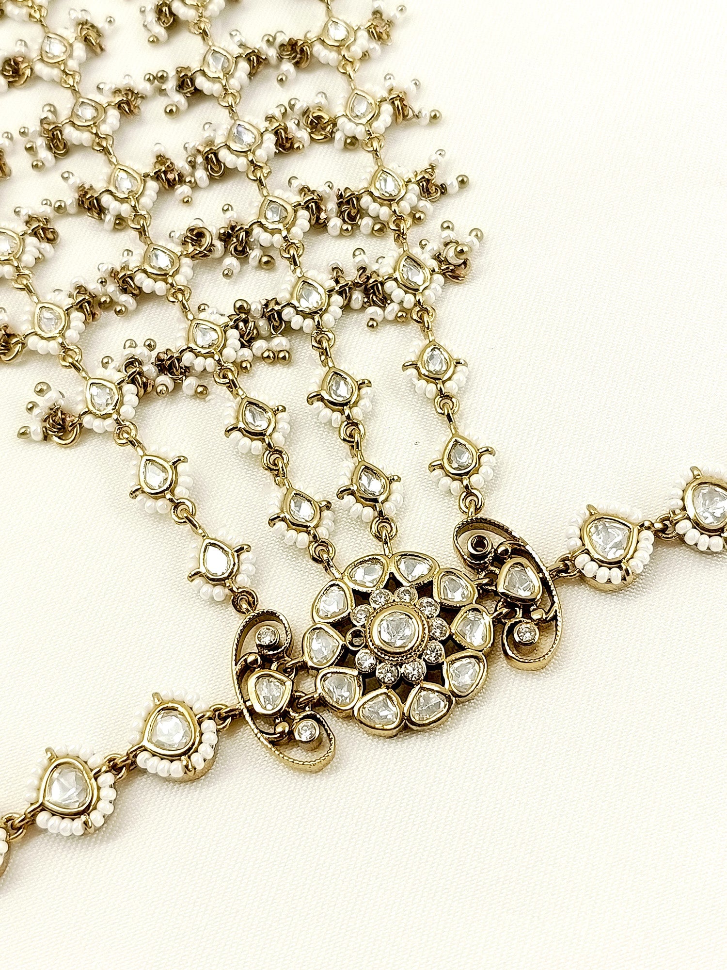 Trisha White Kundan Hathphool Set Of 2