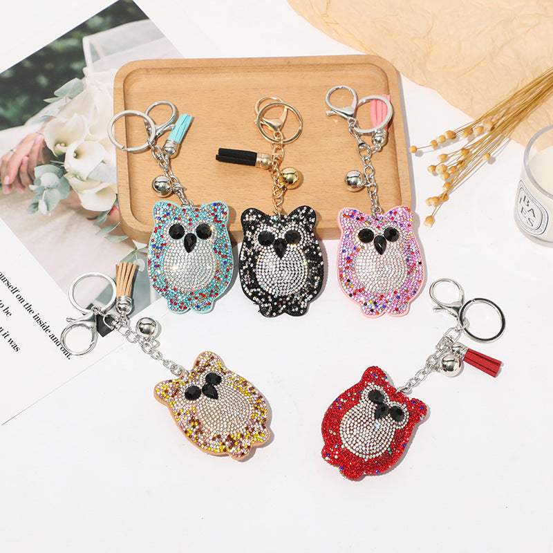 Ounamei Rhinestone Owl Keychain | Crystal Tassel Bag Charm
