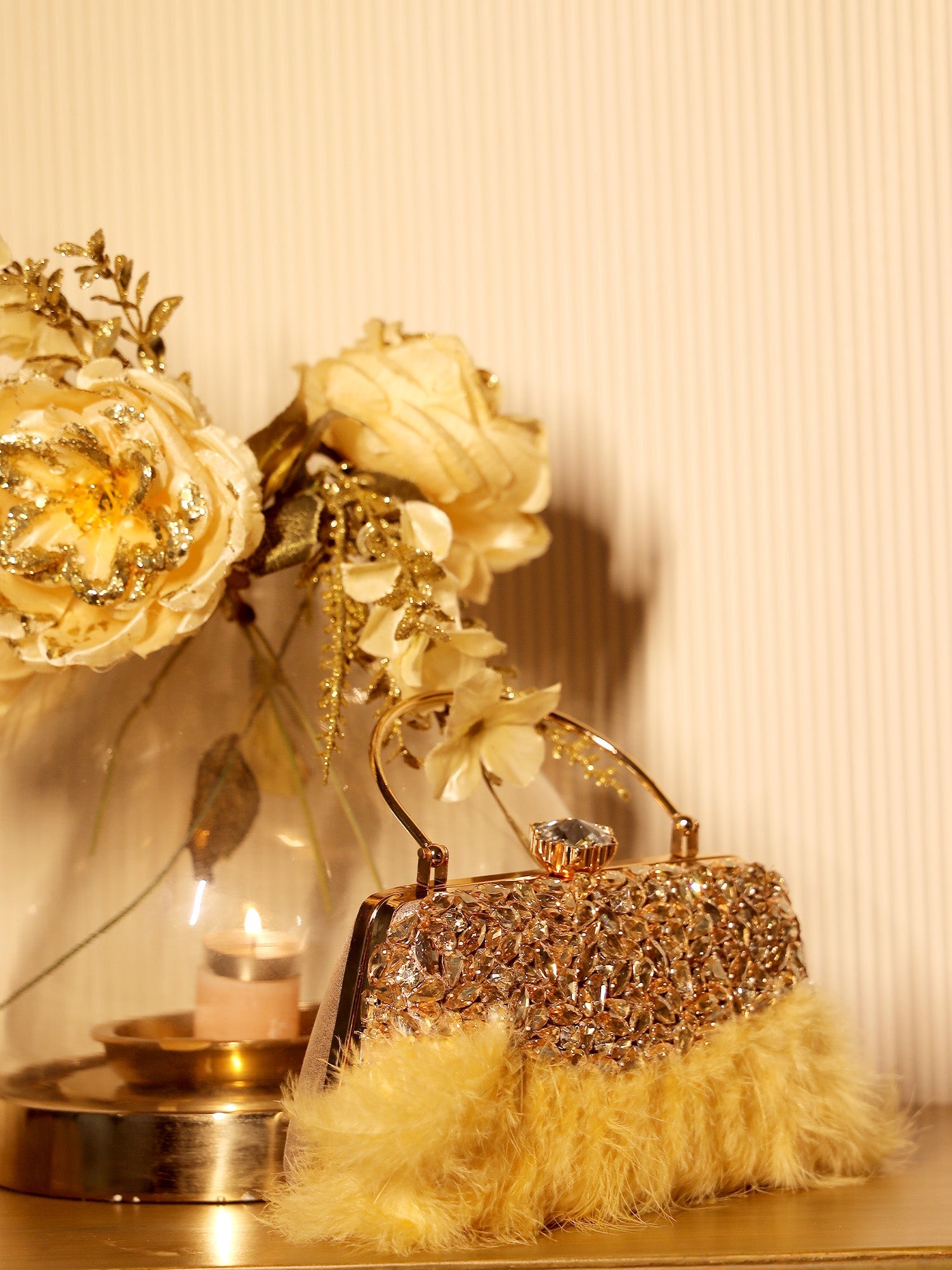 Toshika Yellow Feather Evening Clutch - qivii