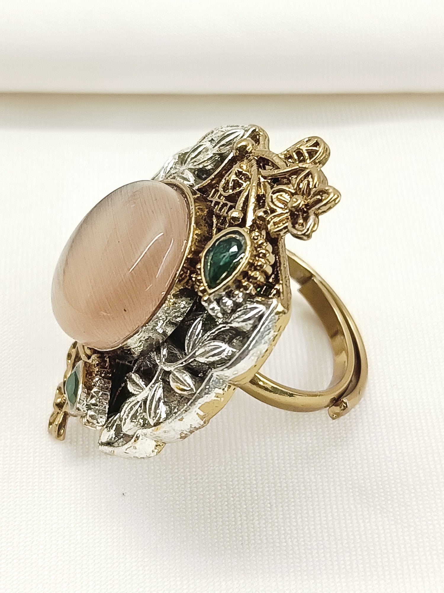 Oindrila Peach Oxidized Finger Ring