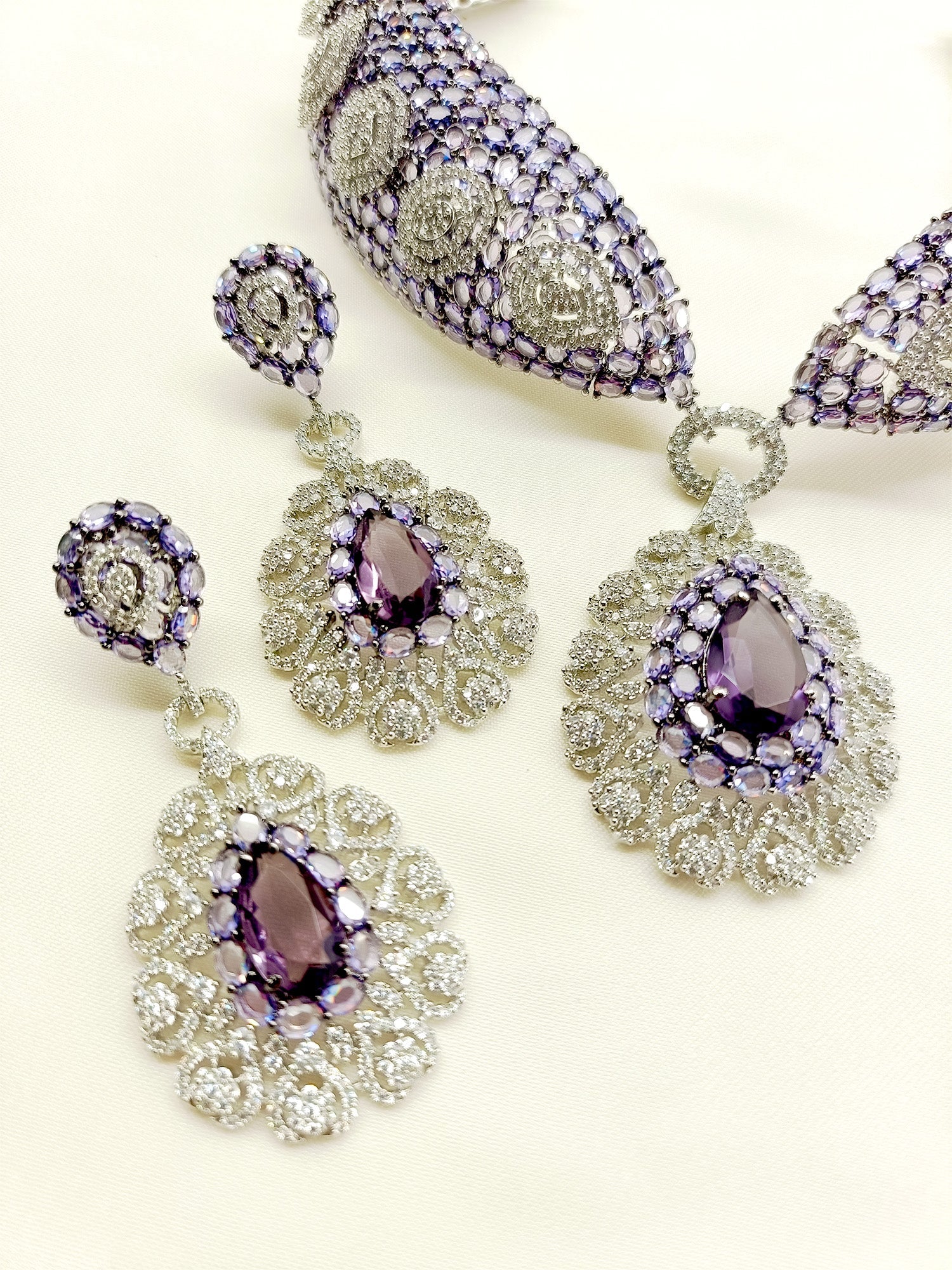 Ameliya Lavender American Diamond Set - qivii