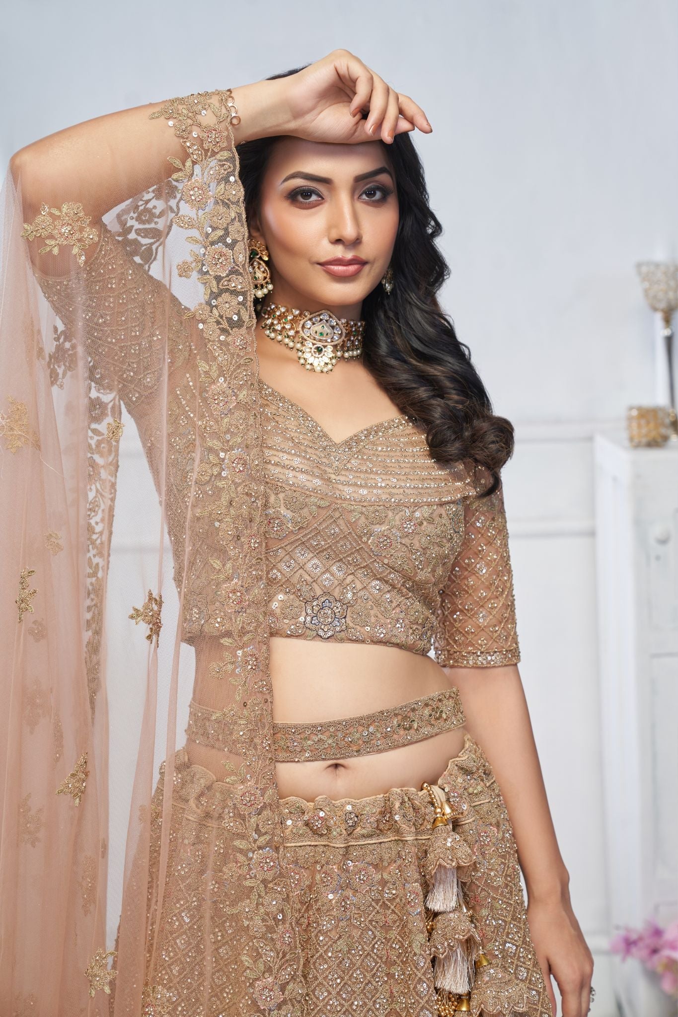Showstopper Mustard Embroidered Bridal Wear Lehenga - qivii