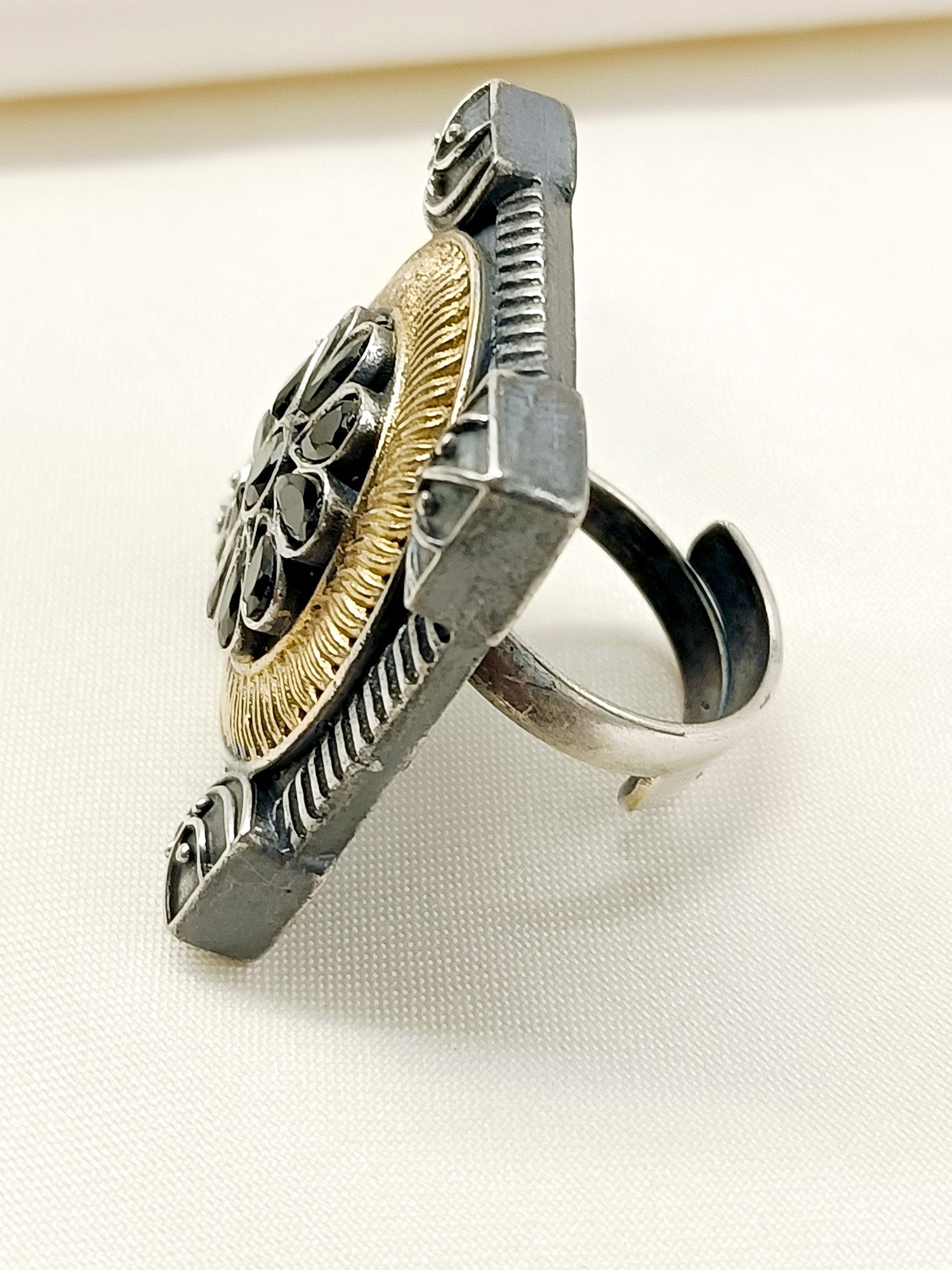 Aadhavi Black Oxidized Finger Ring