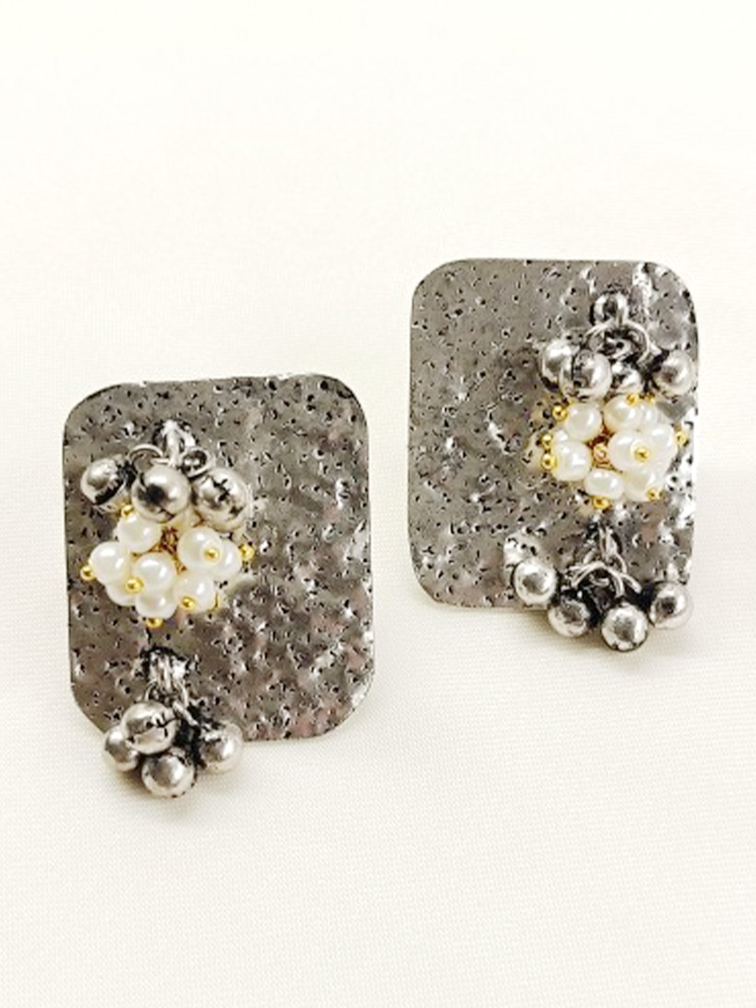 Chandrima White Pearl Oxidized Tops