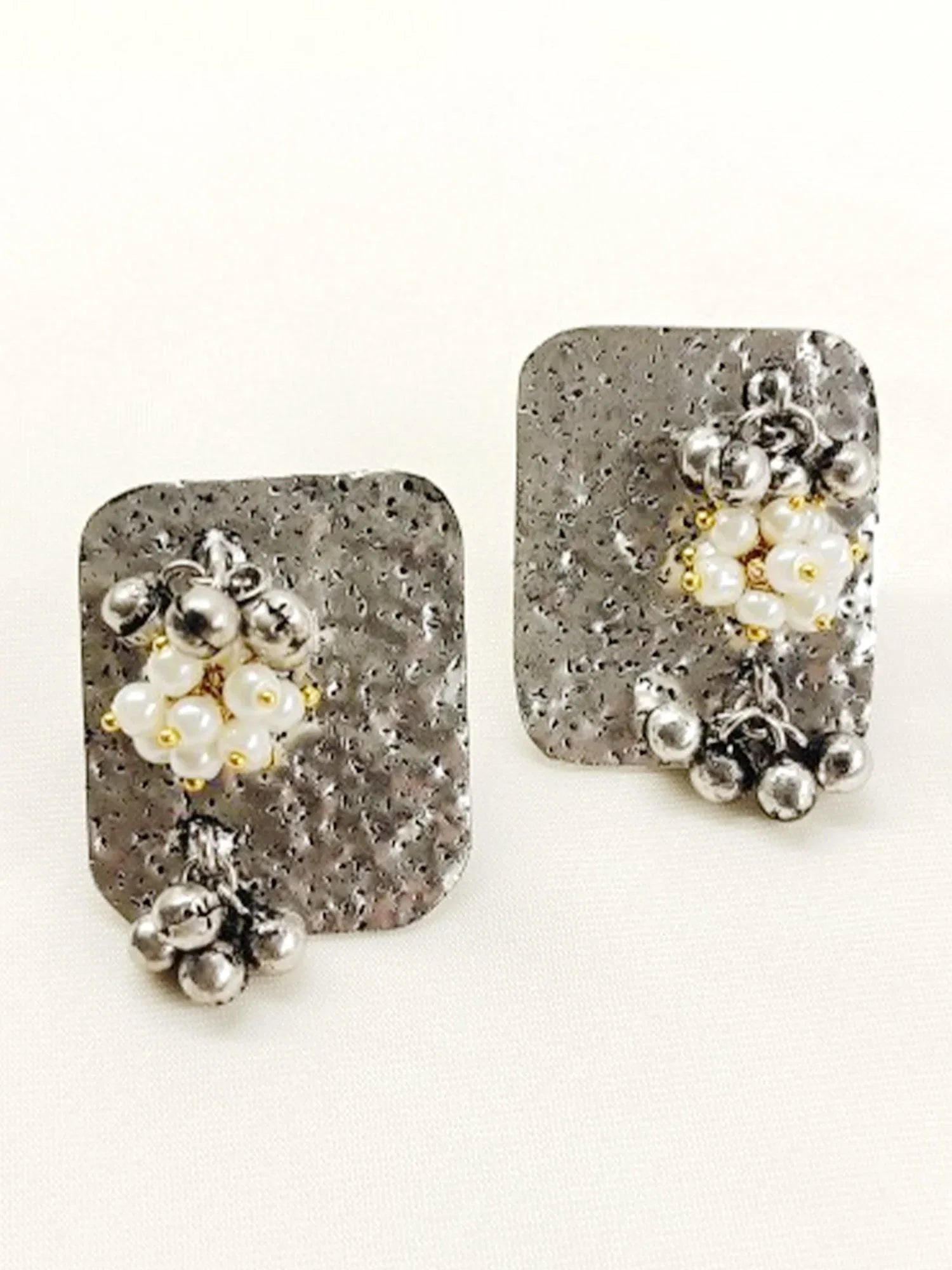 Chandrima White Pearl Oxidized Tops