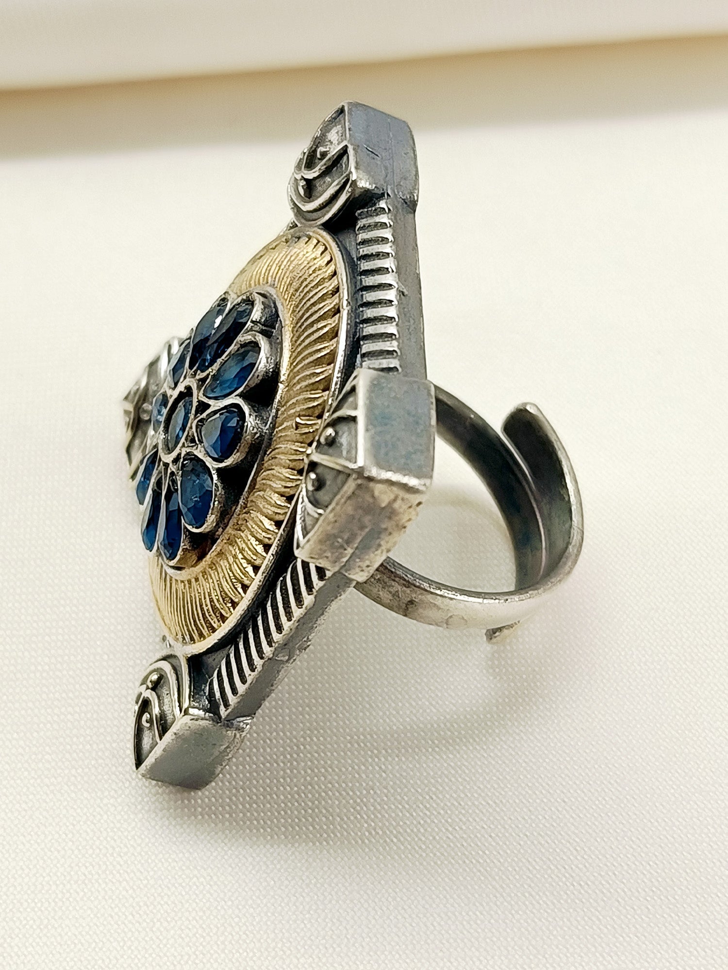 Nirali Blue Oxidized Finger Ring