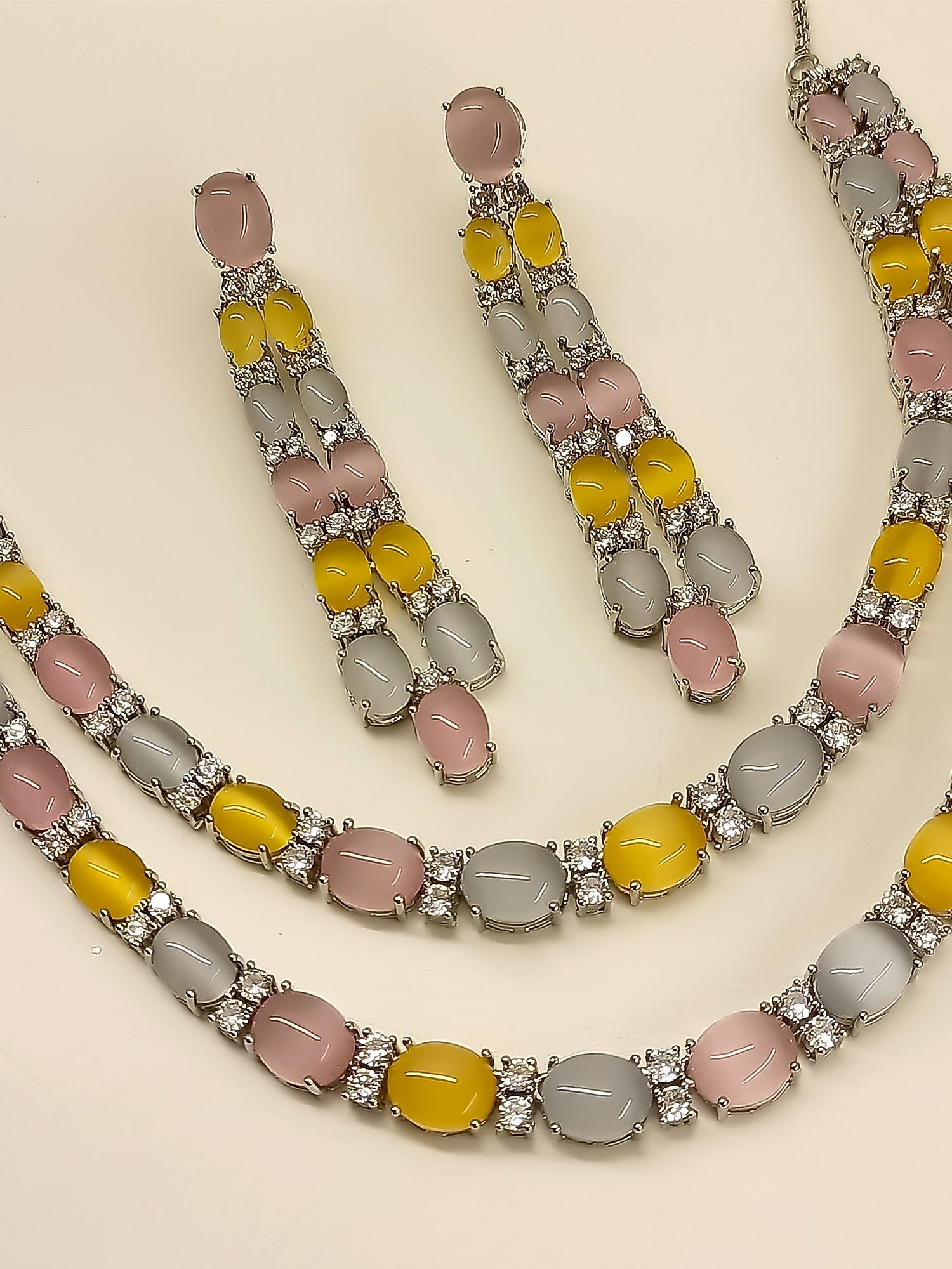 Kria Multi Colour Double Layered American Diamond Set - qivii