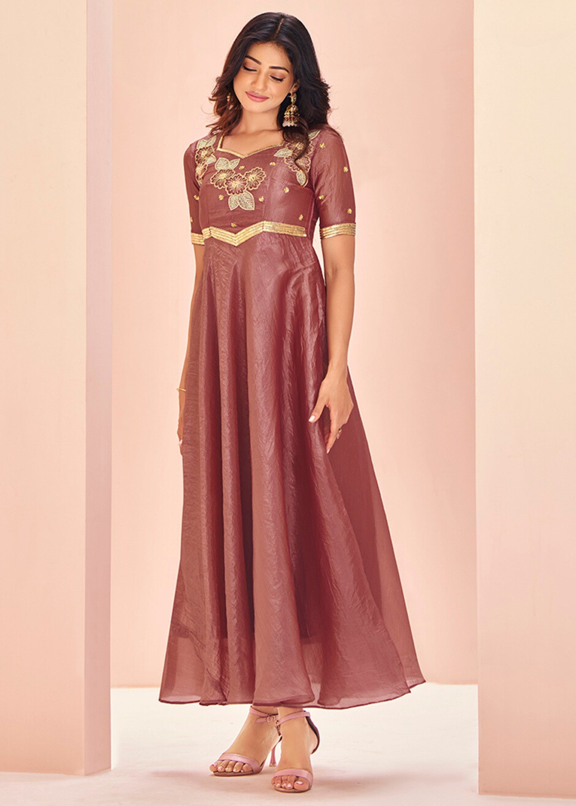 Coral Organza Handwork Tunic - qivii