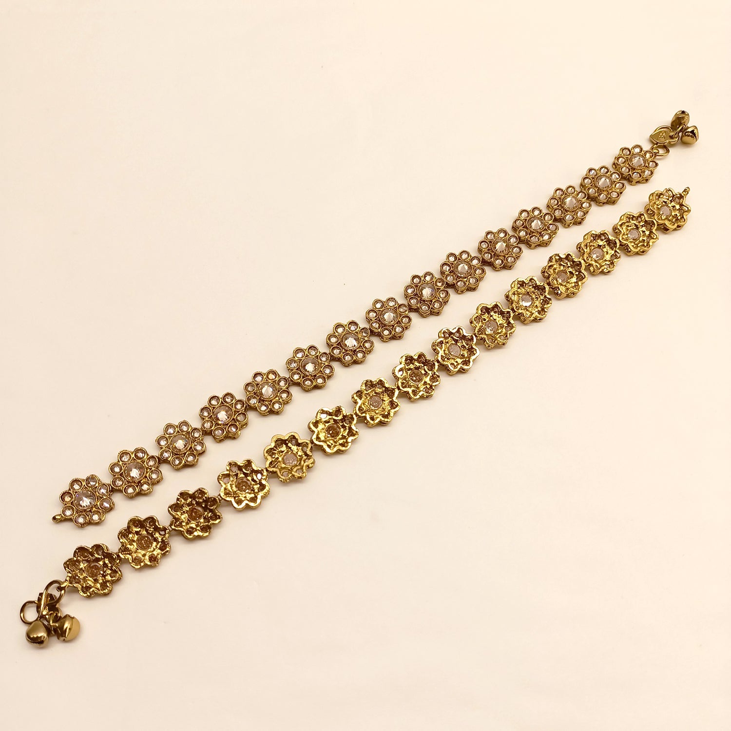 Umaa Copper Polki Floral Payal /Anklet - qivii