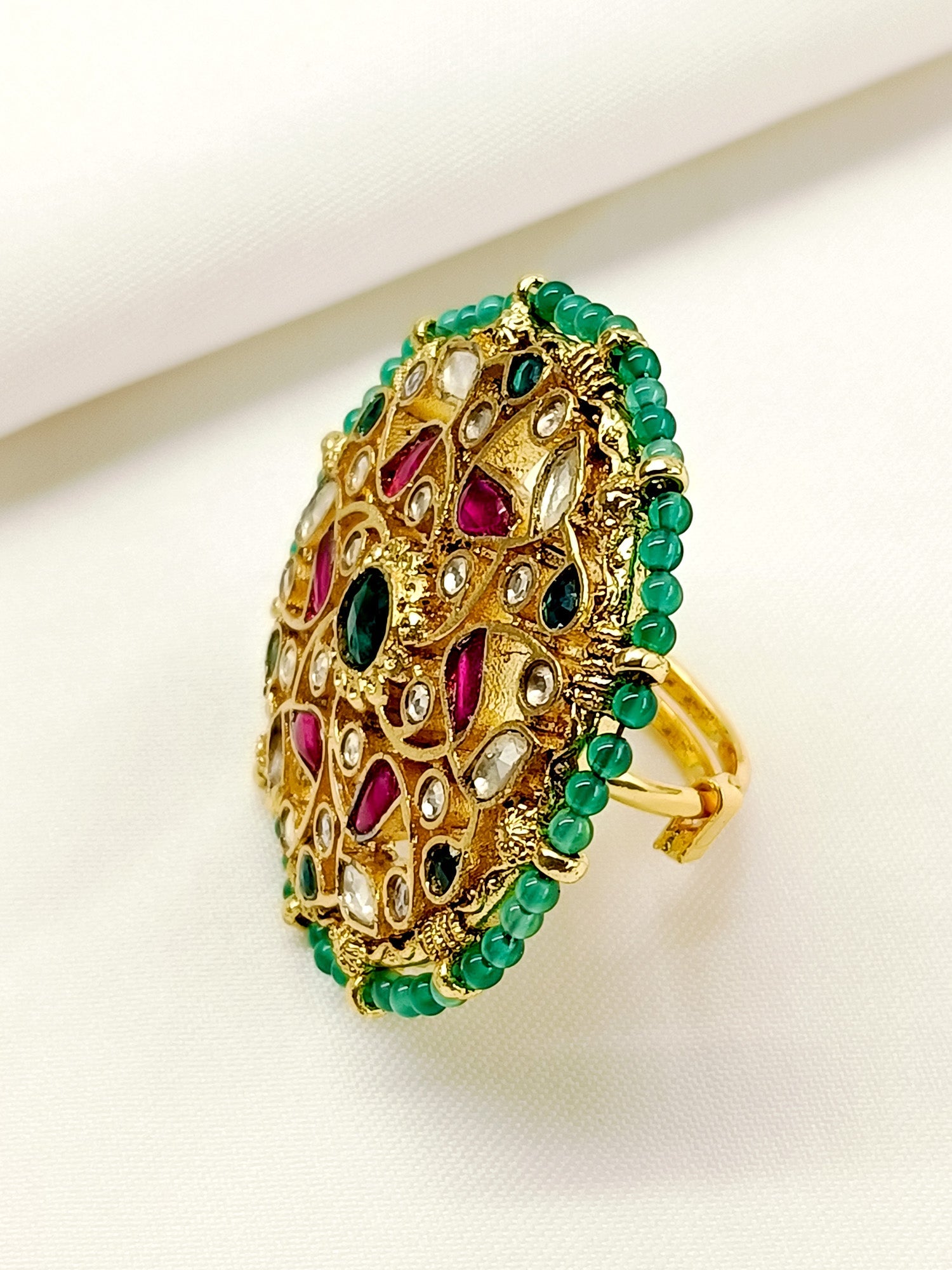 Varena Multi Colour Kundan Finger Ring
