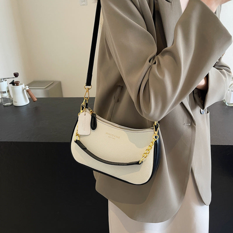 Women's Artisan Crescent Crossbody Bag - Versatile Shoulder Bag with Chain Strap & Convertible Carry