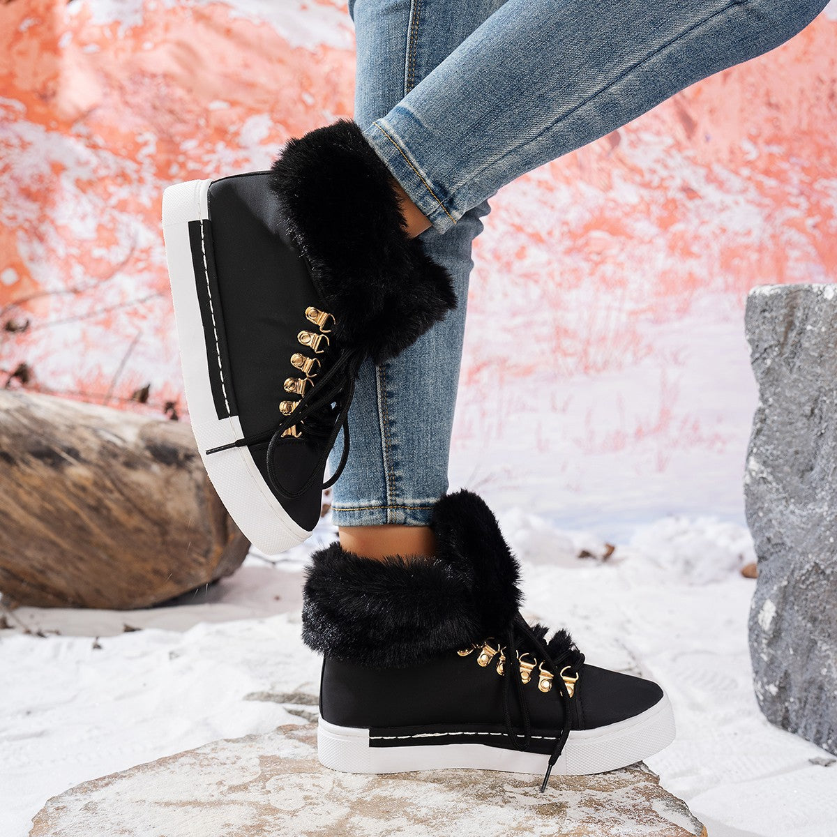 Women's Heritage Plush Snow Boot - Platform Winter Boots with Faux Fur Lining & Classic Lace-Up Design (US 5-10.5)