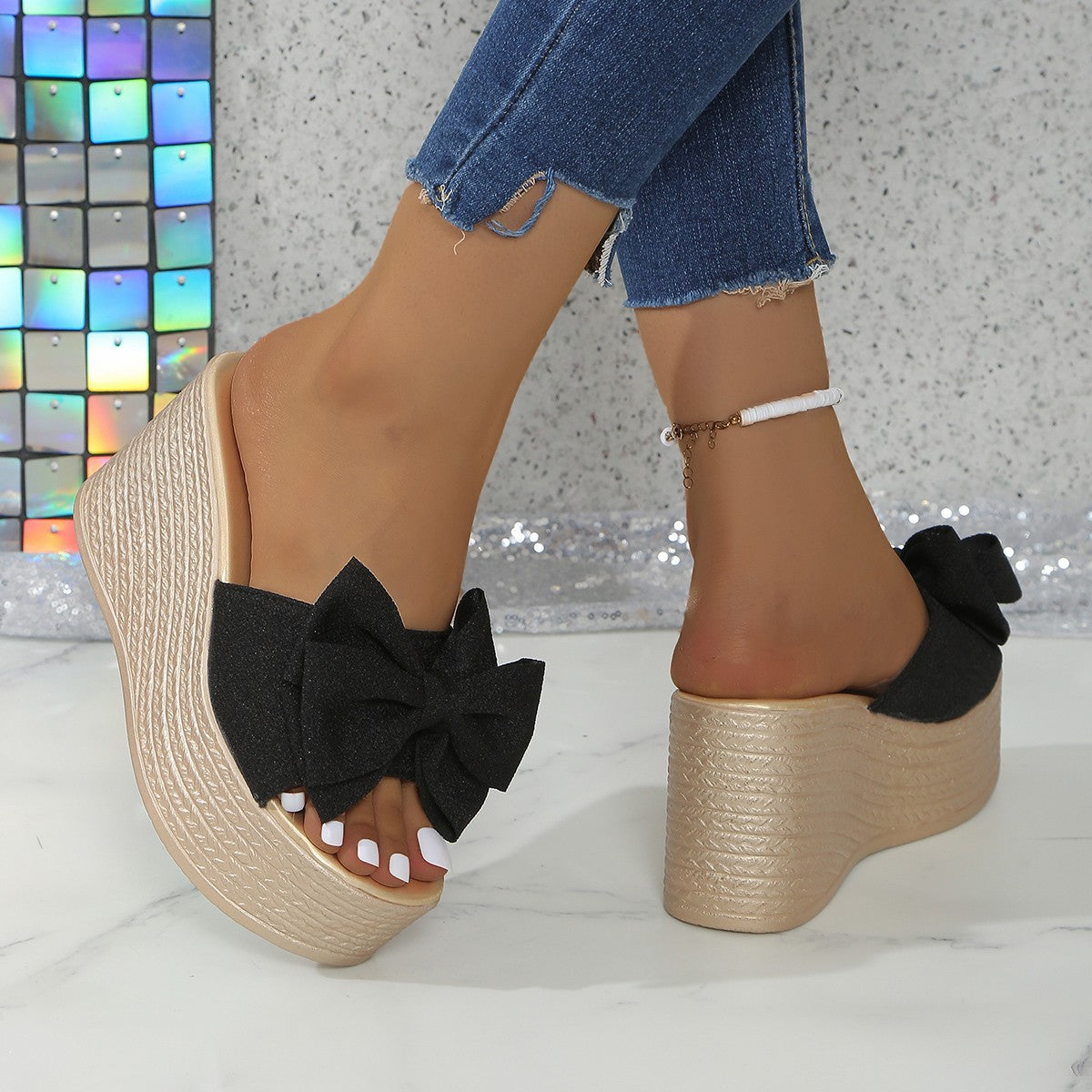 Women’s BowBella Platform Wedge Sandals – Chunky Flatform Summer Shoes (US 4–10.5)