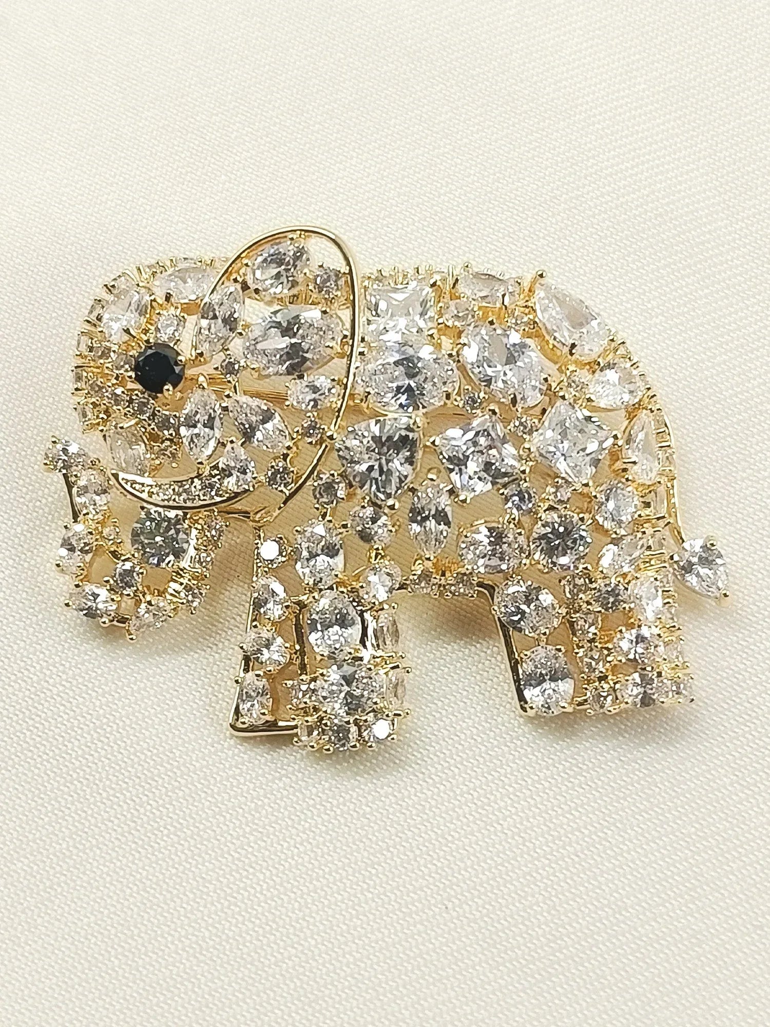 Shaurya Black Elephant Brooch
