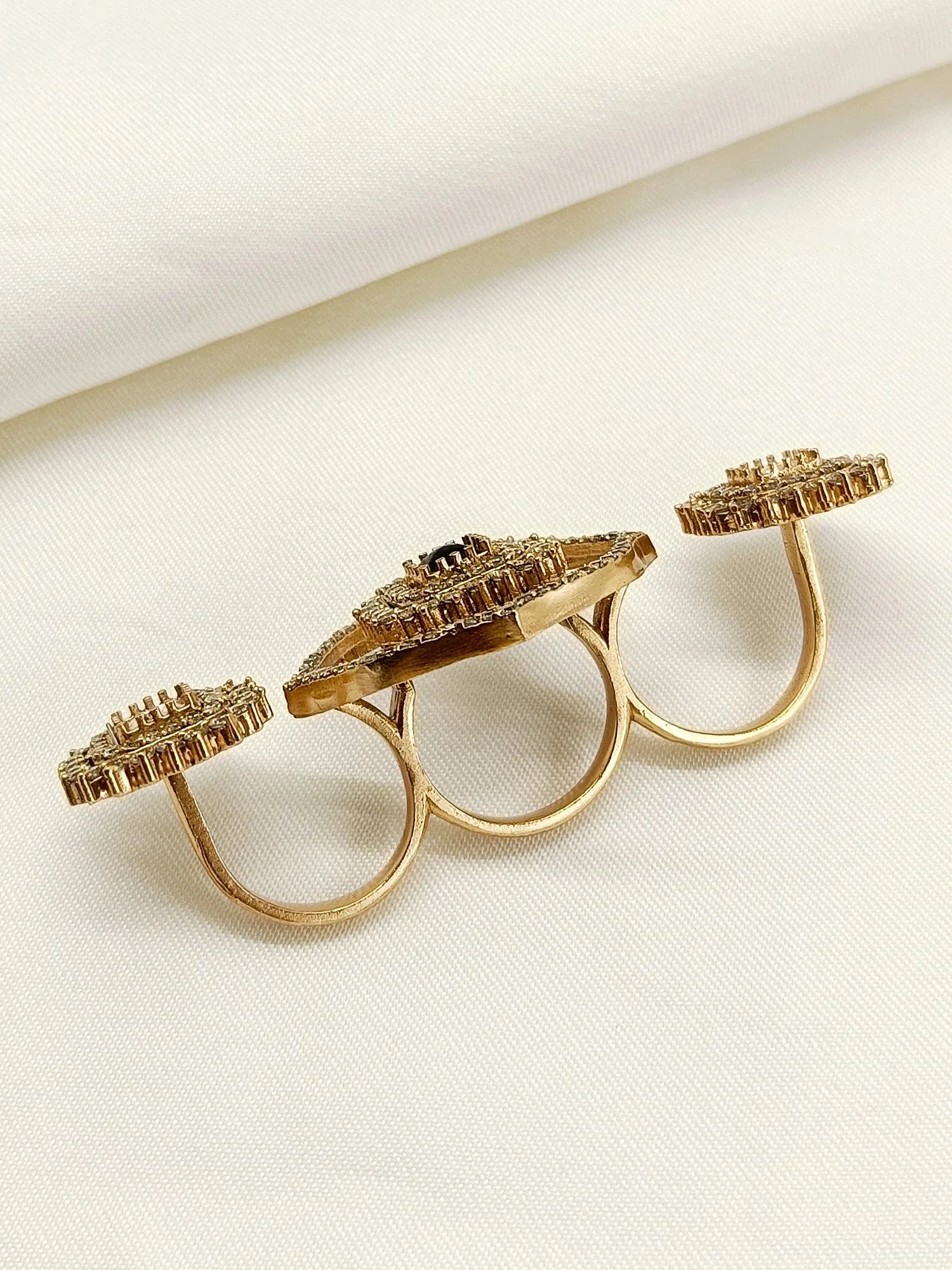 Aabharana Navy Blue American Diamond Finger Ring