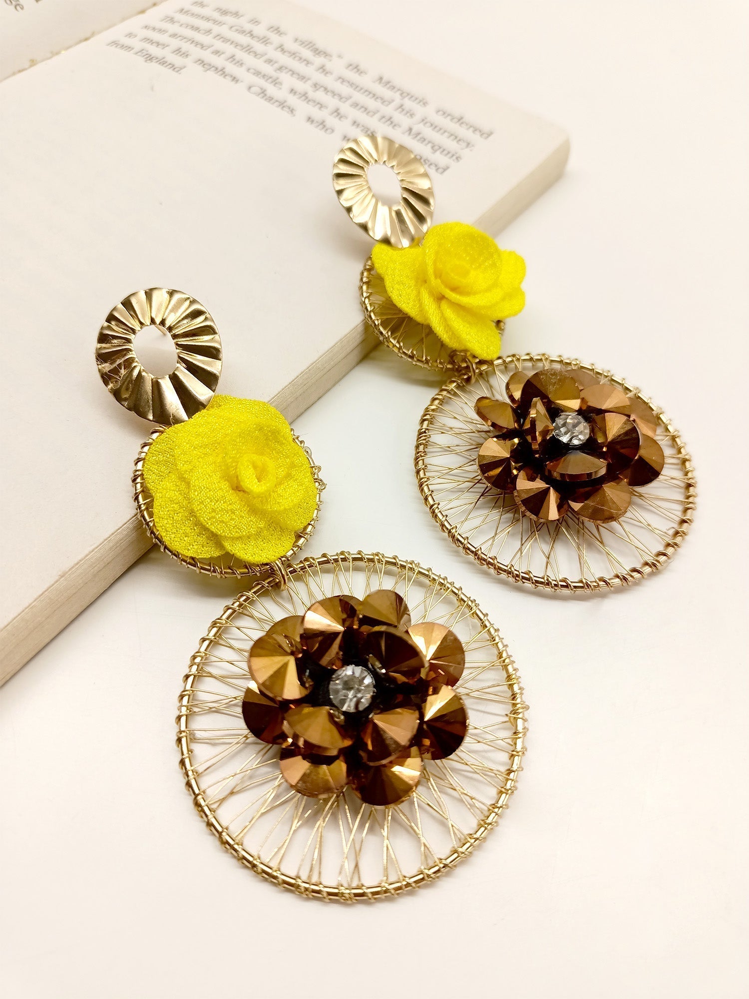 Nitara Yellow Long Western Earrings - qivii