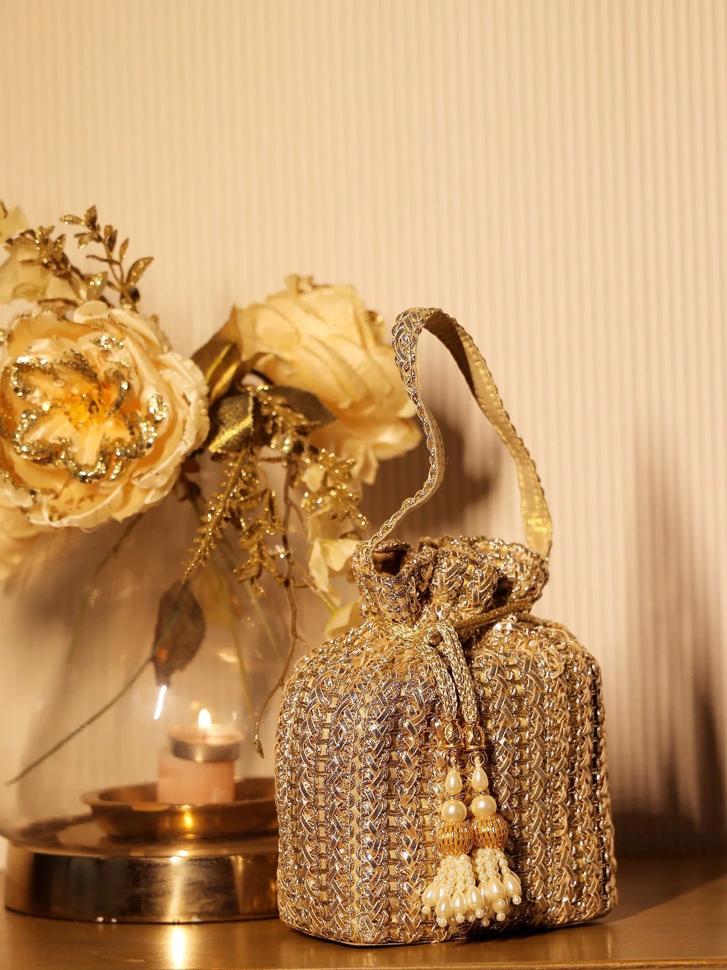 Omera Golden Potli Bag