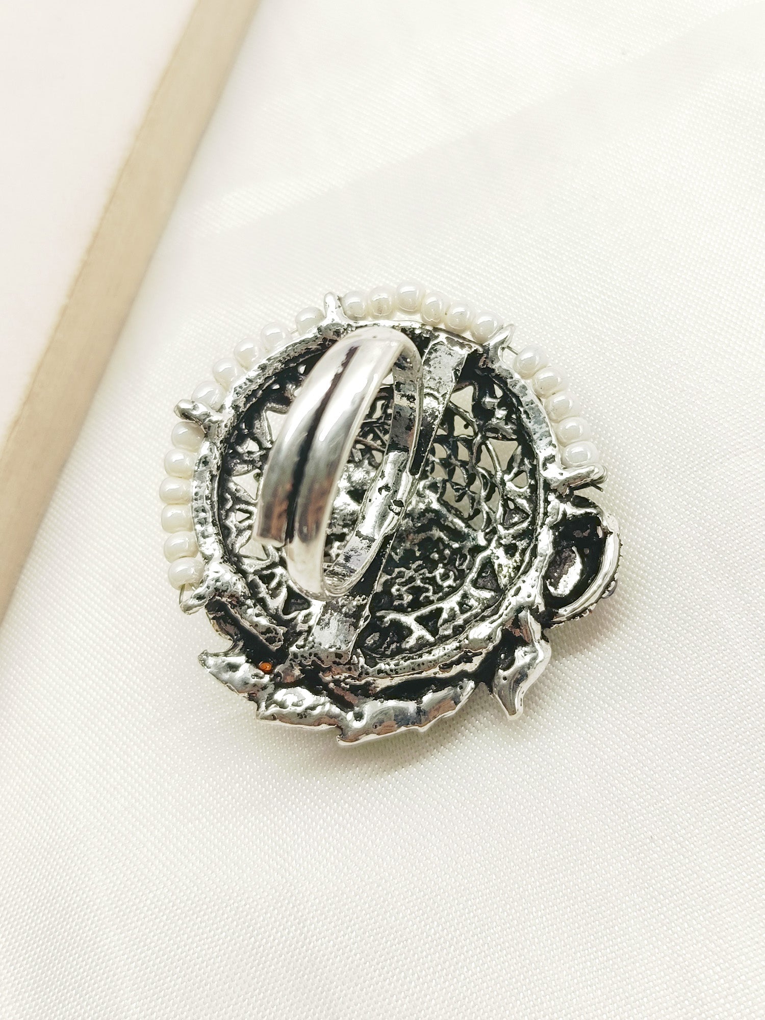 Shivina Multi Colour Temple Oxidized Finger Ring - qivii