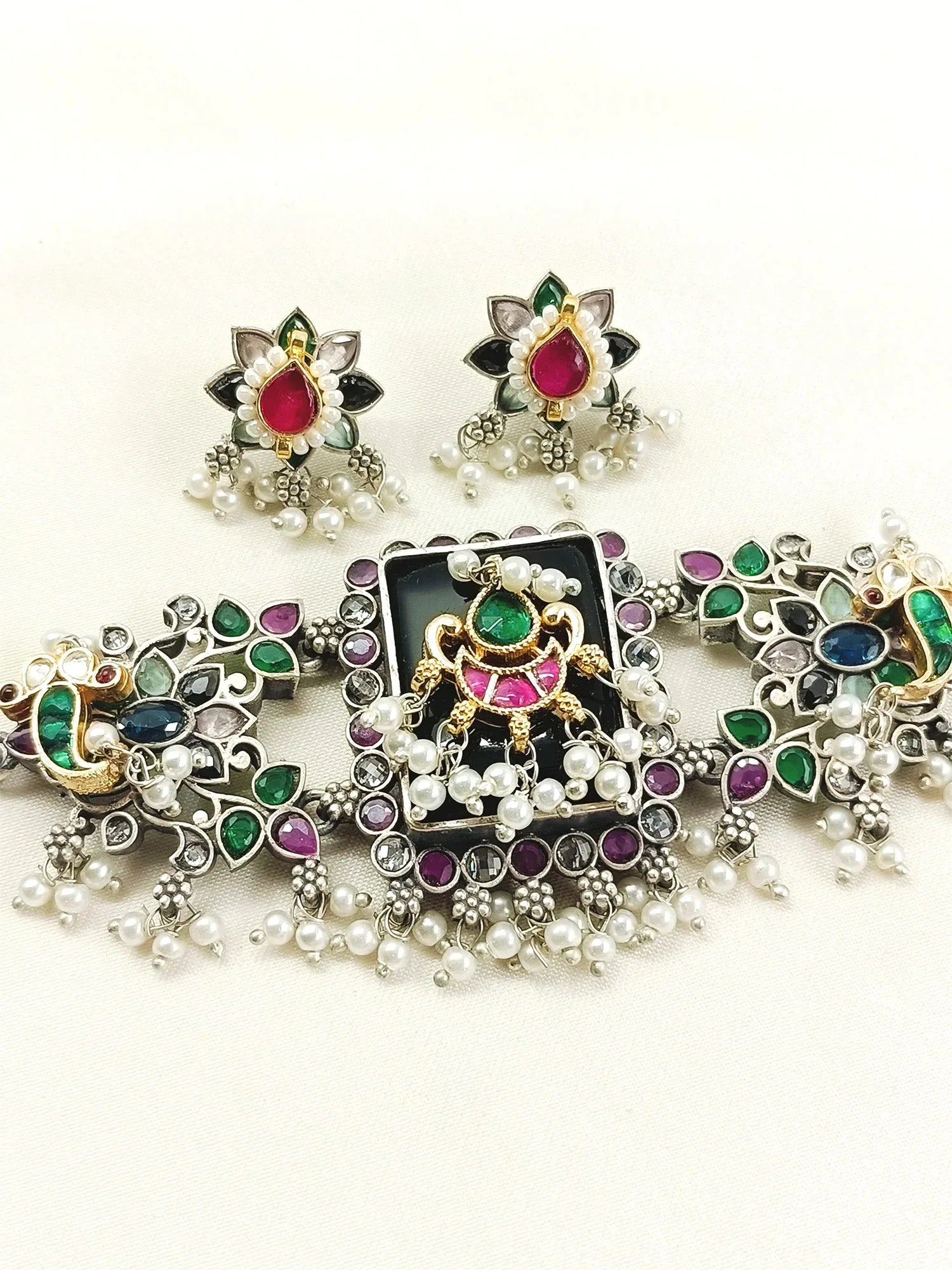 Vasuda Multi Colour Oxidized Choker Set