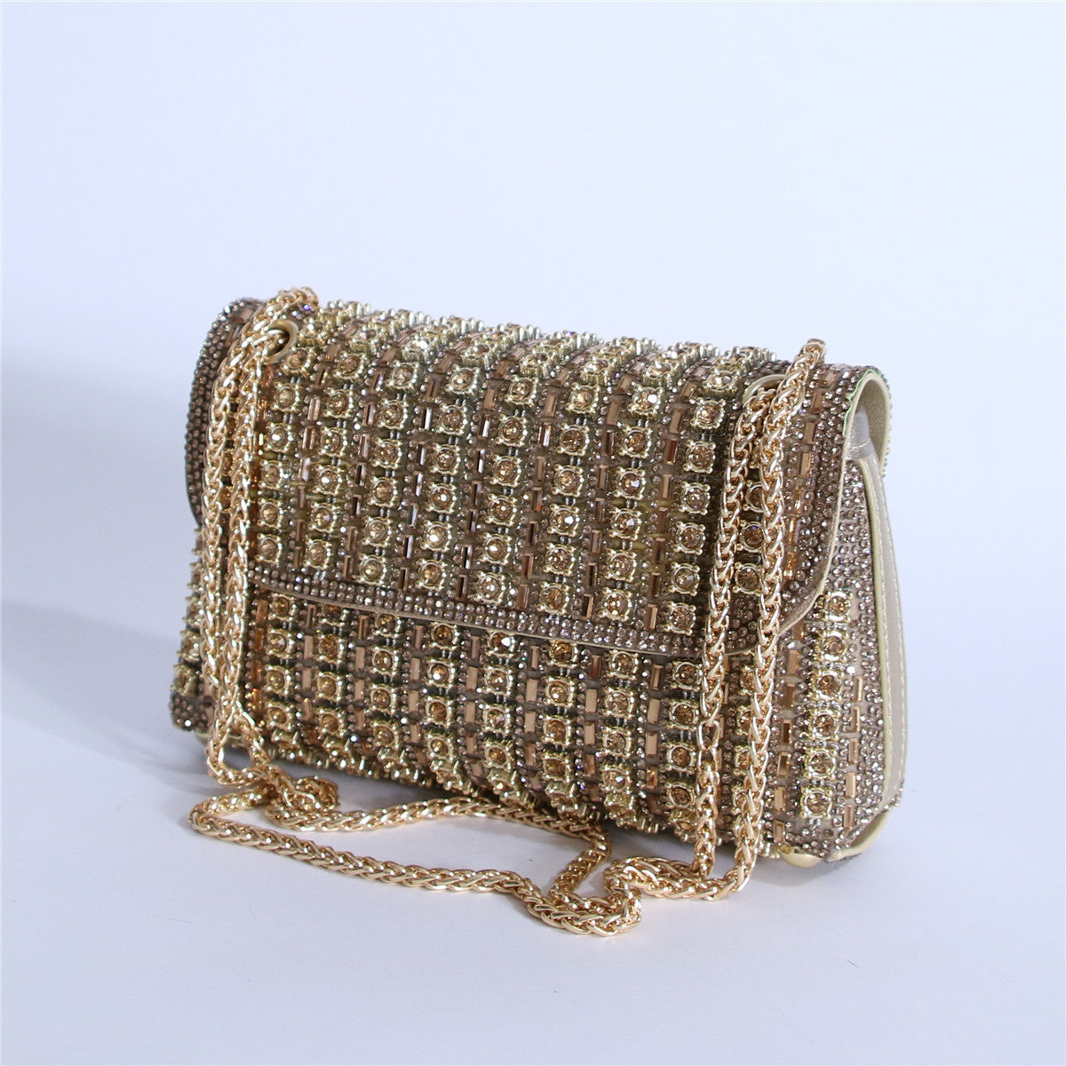 Women's Crystal-Embellished Evening Clutch – Women’s Adjustable Chain Strap Shoulder Bag for Galas, Parties & Luxury Events