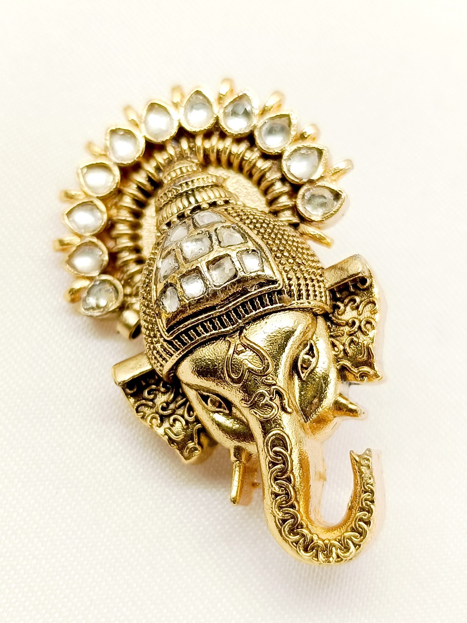 Netra White Ganesh Ji Brooch