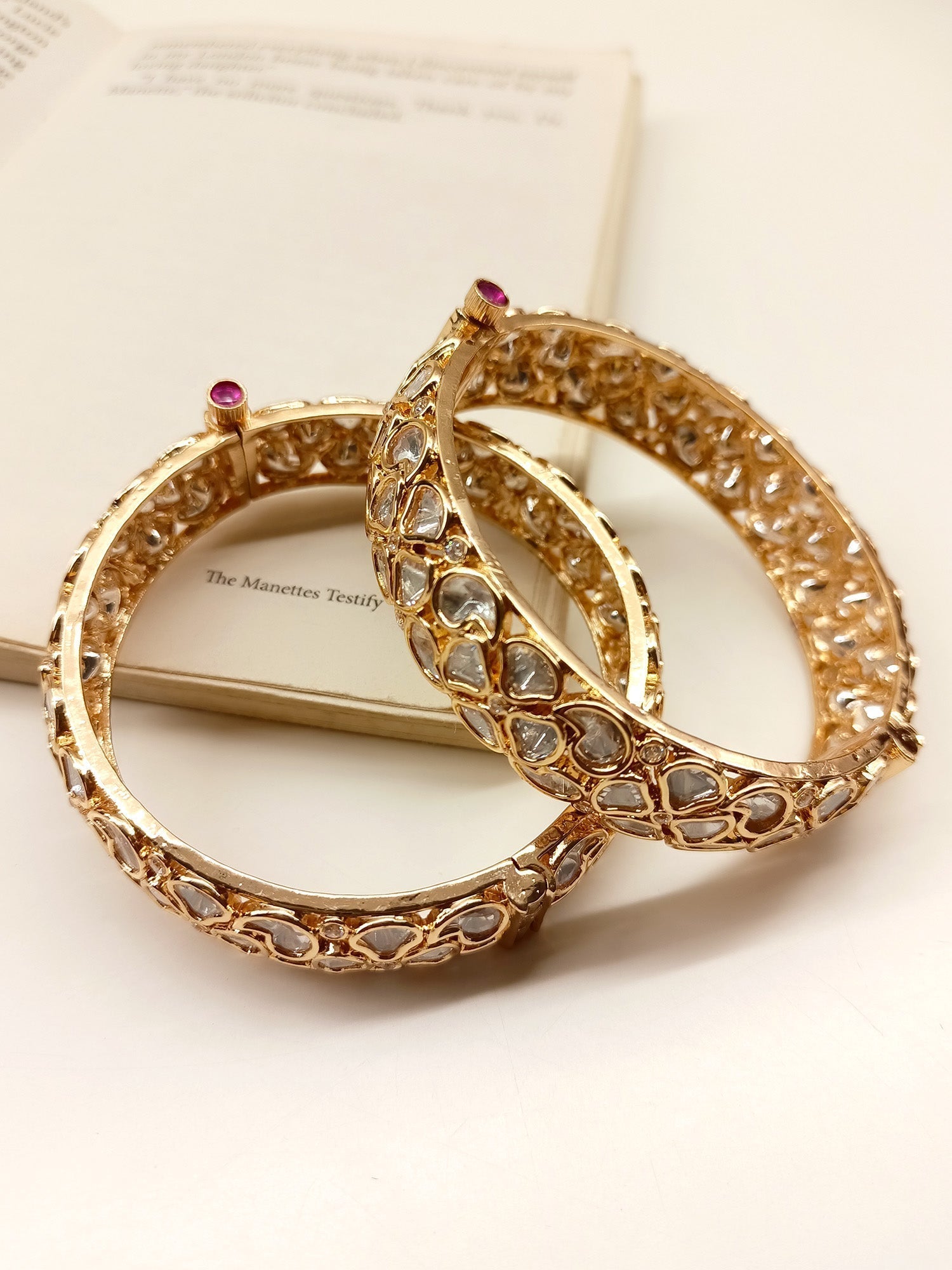 Lubna White Kundan Kada Set Of 2 - qivii