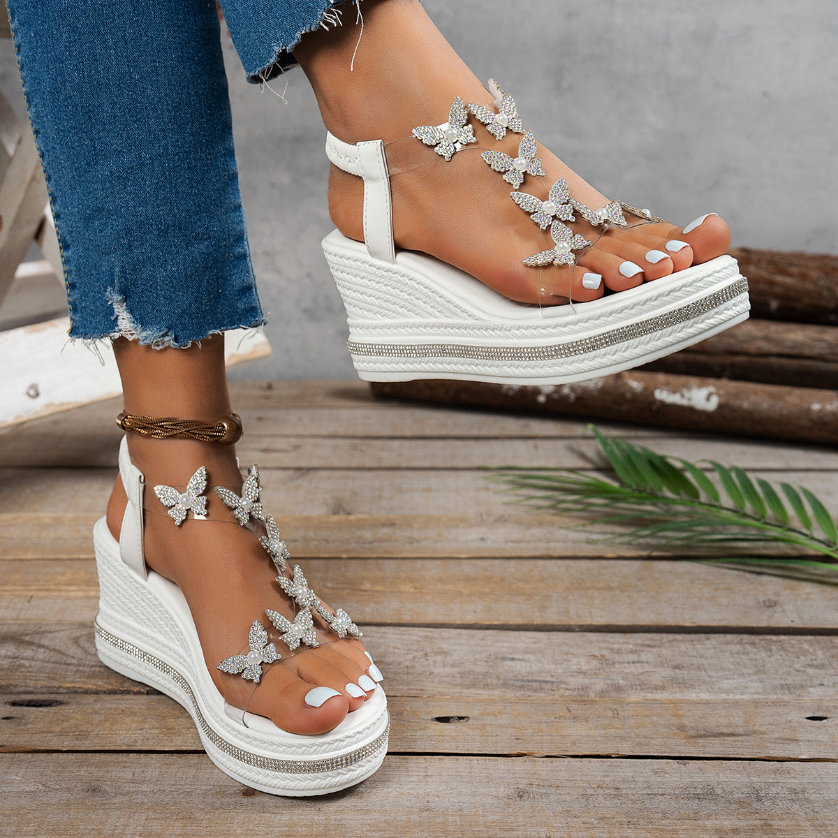 Women’s Stardust Vacation Wedge — Crystal-Embellished Platform Sandals with CloudFoam Comfort & Beach-to-Boardwalk