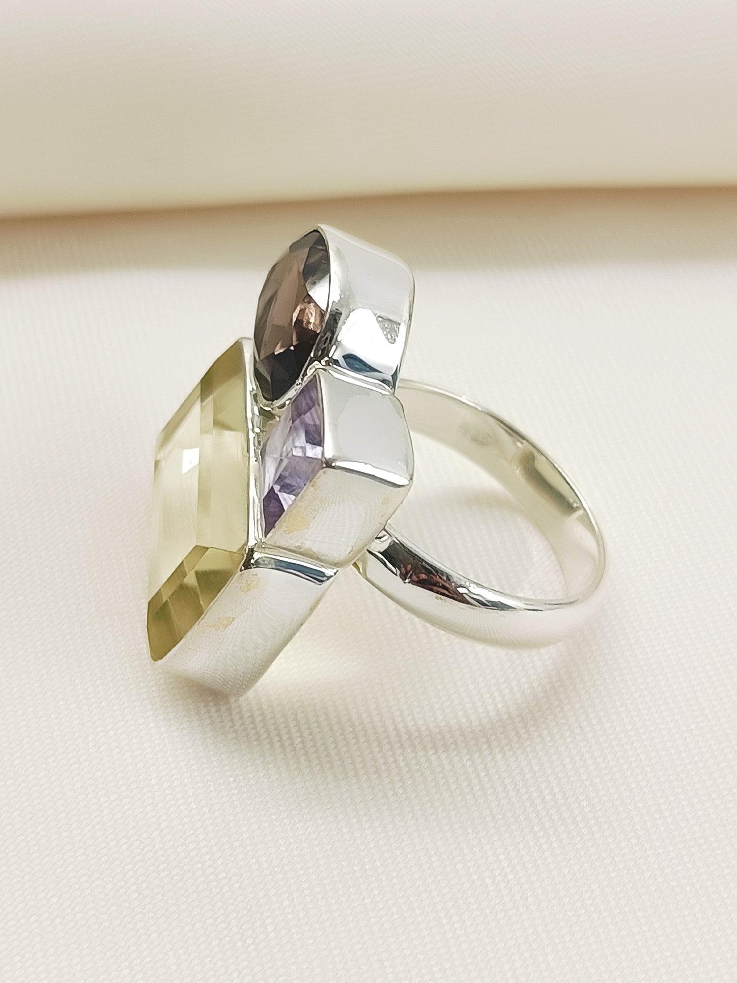 Rajnandini Multi Colour 92.5 Silver Amethyst Stone Finger Ring