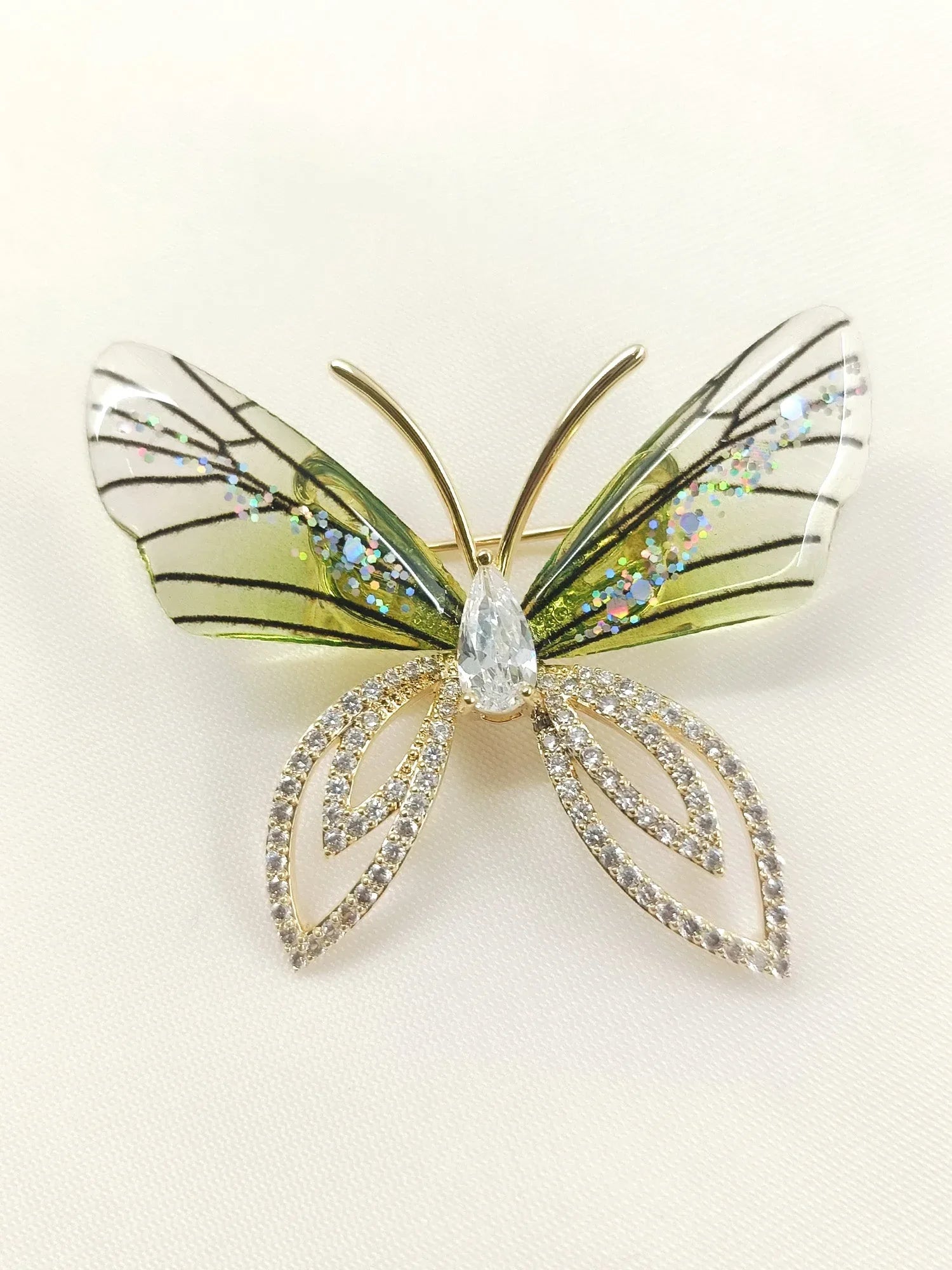 Gamini Green Butterfly Brooch