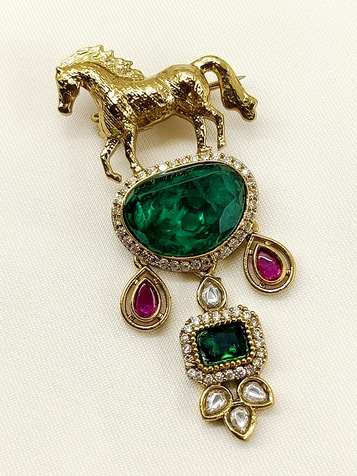 Abhimanyu Green Horse Brooch
