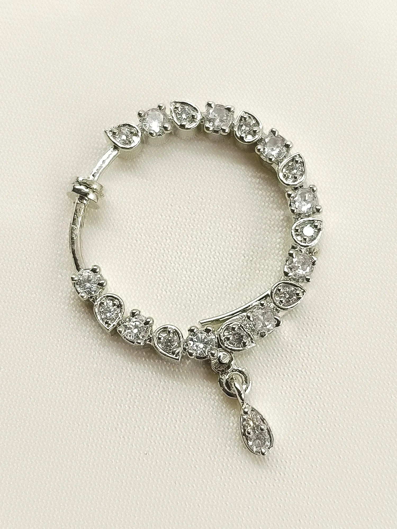 Hemavani White American Diamond Nath