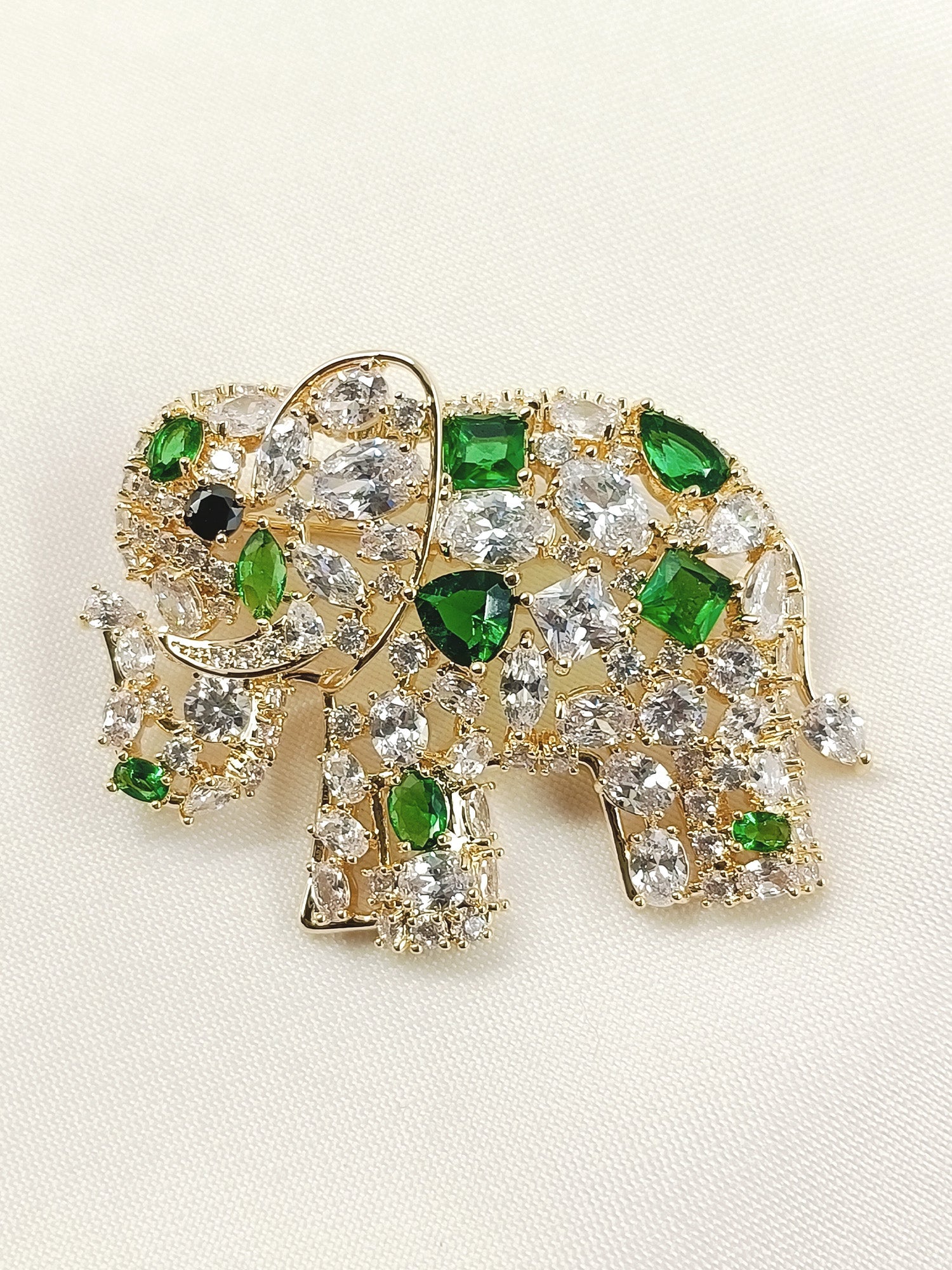 Anokhi Green Elephant Brooch