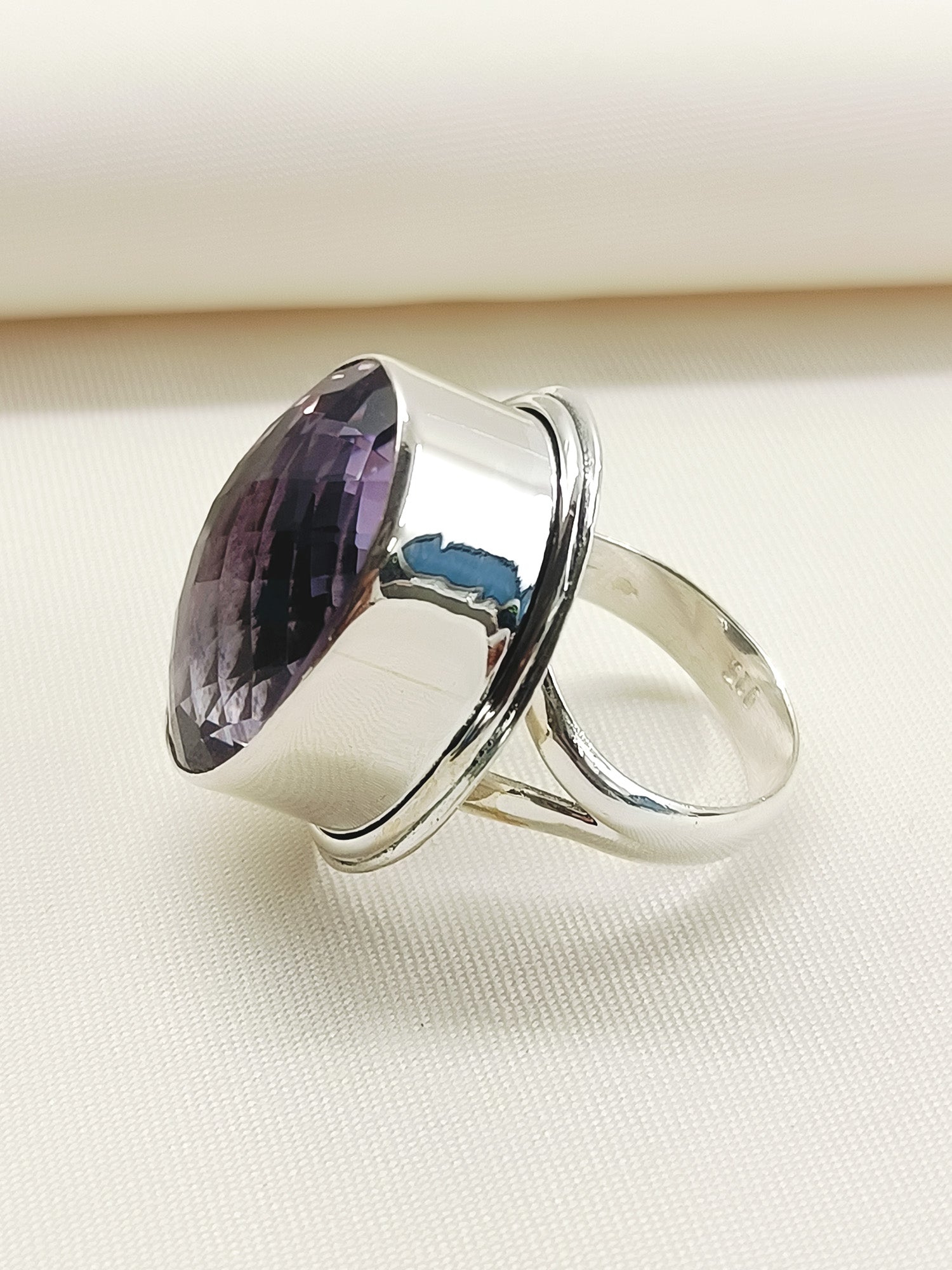 Mayuri Purple 92.5 Silver Amethyst Stone Finger Ring