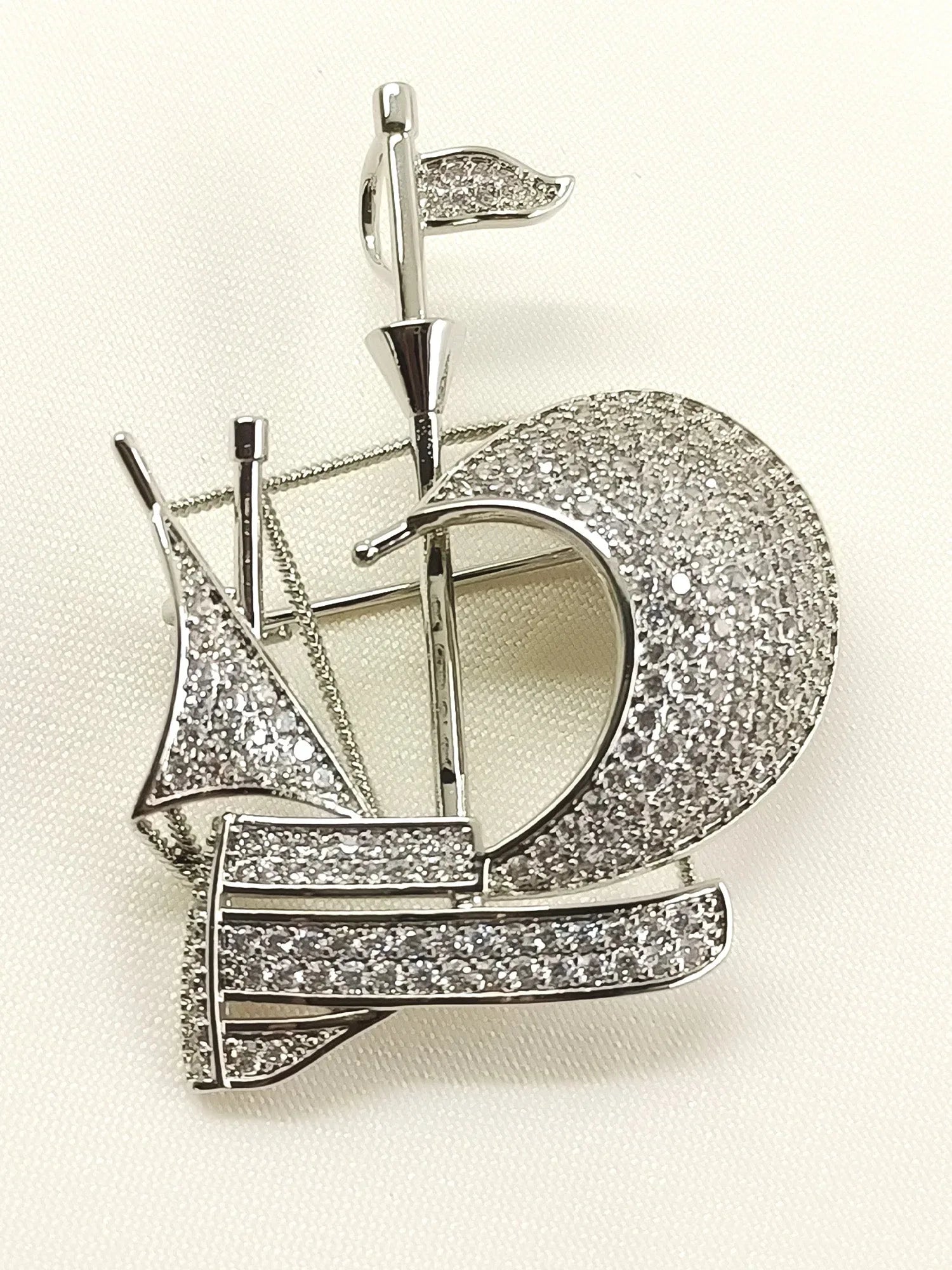 Mishkaad Silver Ship Brooch