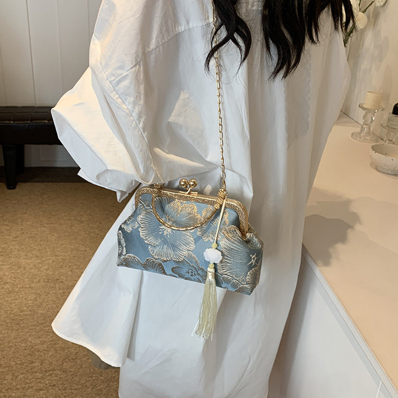 Women's Vintage Satin Mini Crossbody Bag - Retro Silk Handheld Purse - Petite, Elegant & Versatile