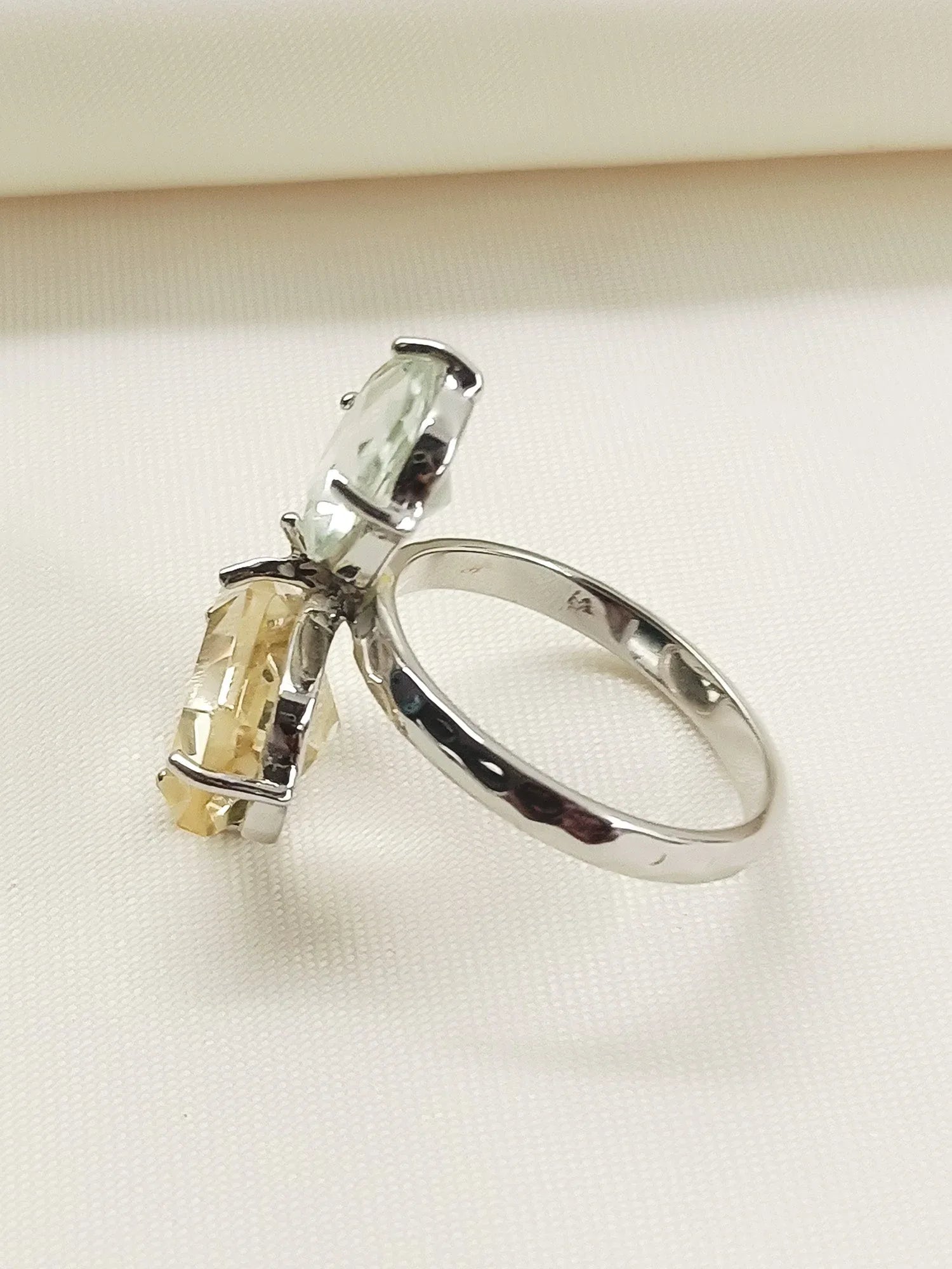 Pragya Multi Colour 92.5 Silver Prasiolite Stone Finger Ring