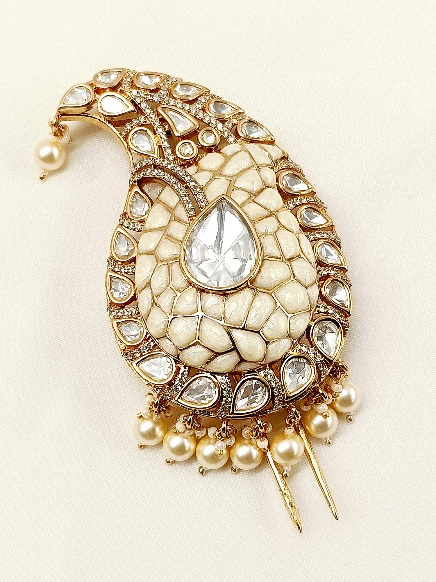 Aarav White Kundan Dulha Kalgi