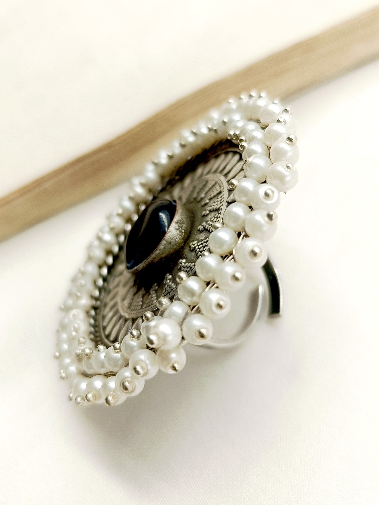 Adelyn Black Oxidized Finger Ring - qivii