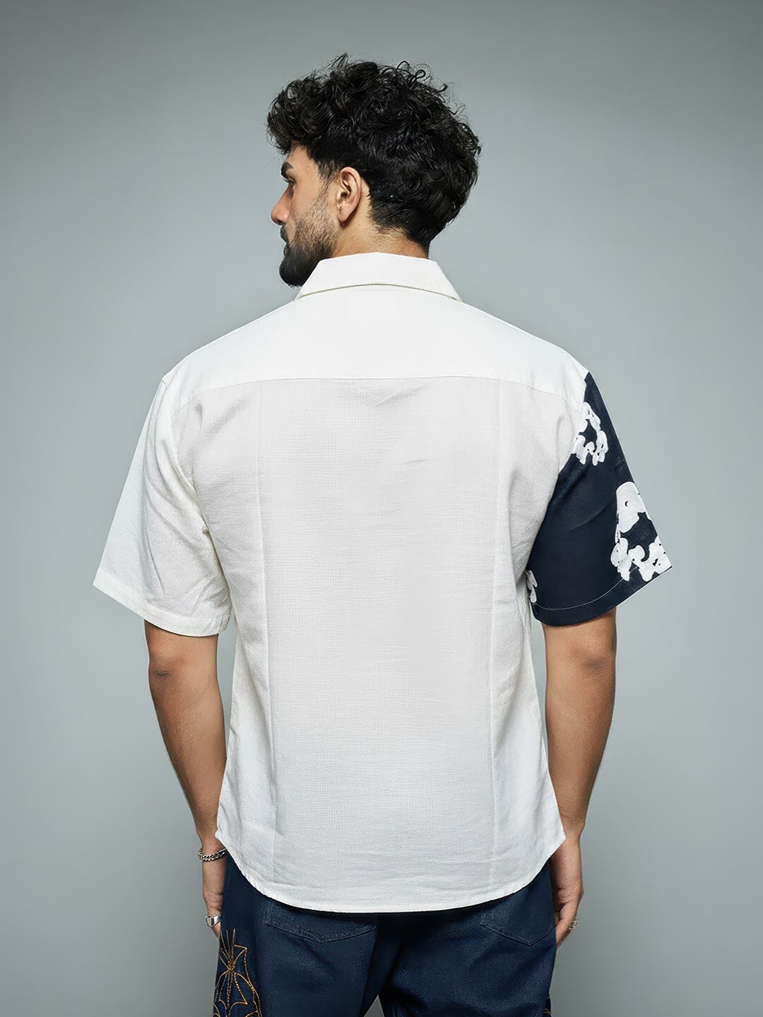 Floral Split Corduroy Denim Shirt