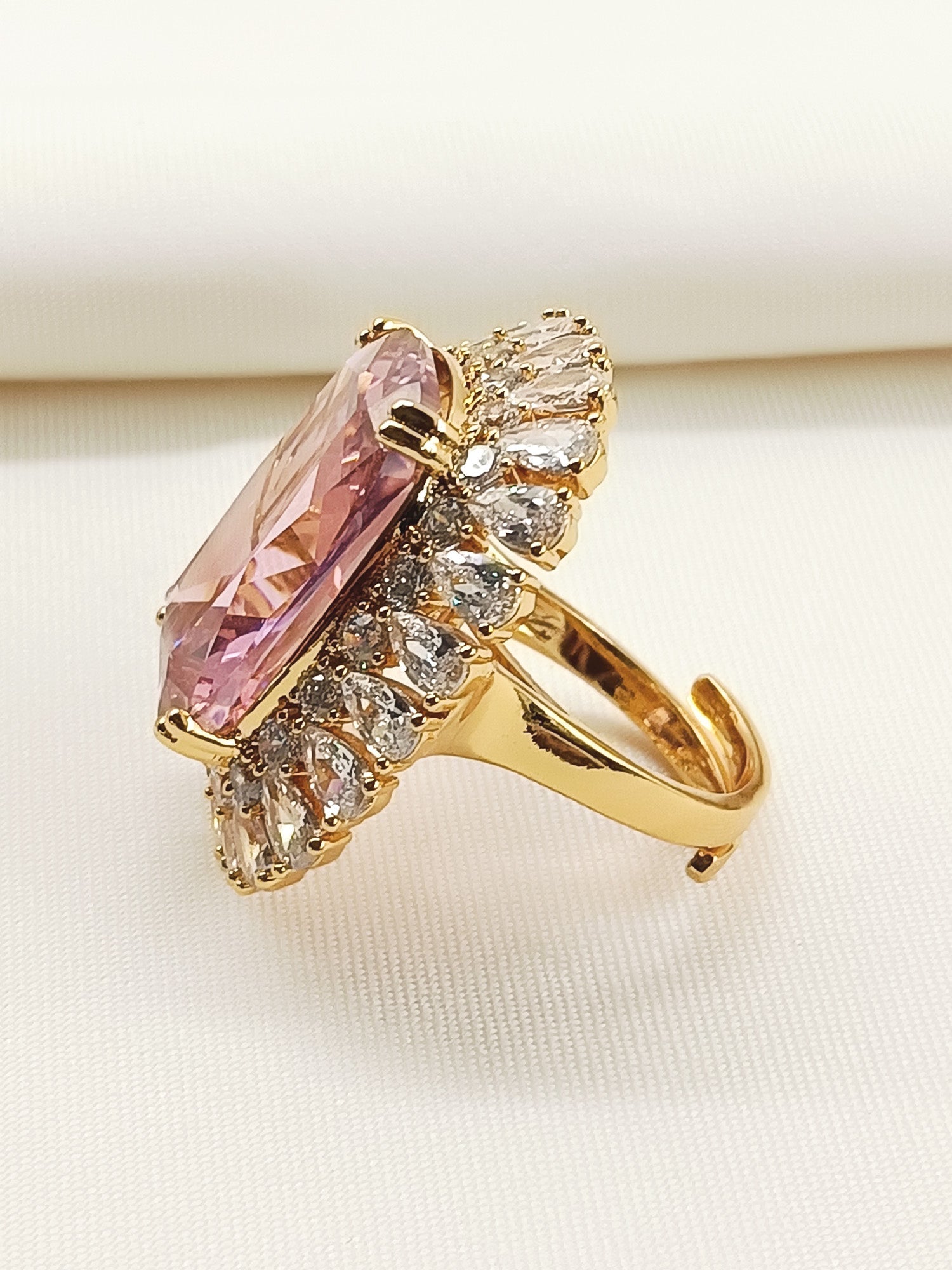 Ruhana Baby Pink American Diamond Finger Ring
